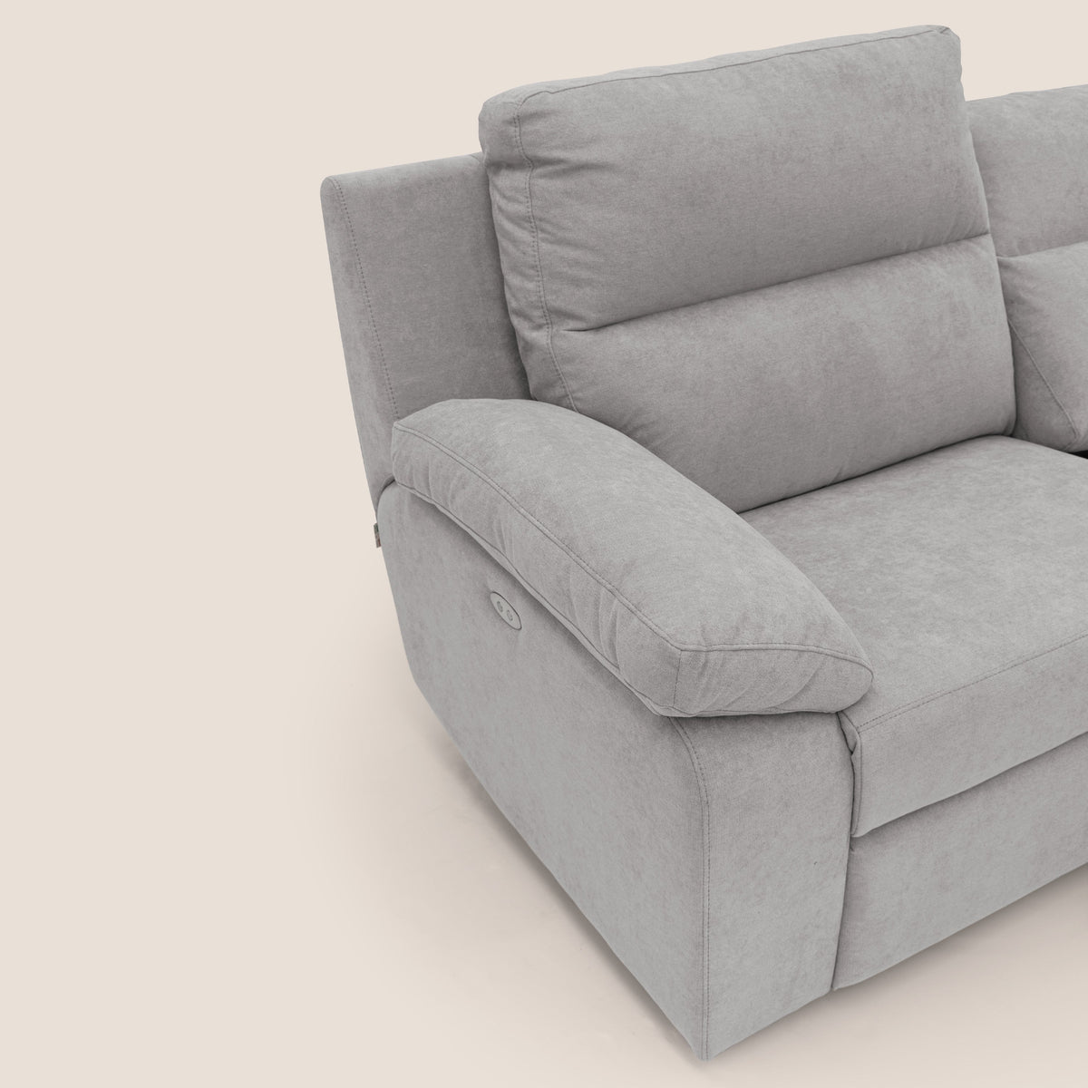 Romeo Divano relax con recliner elettrico in morbido tessuto impermeabile T02 grigio chiaro - divitt.sbs