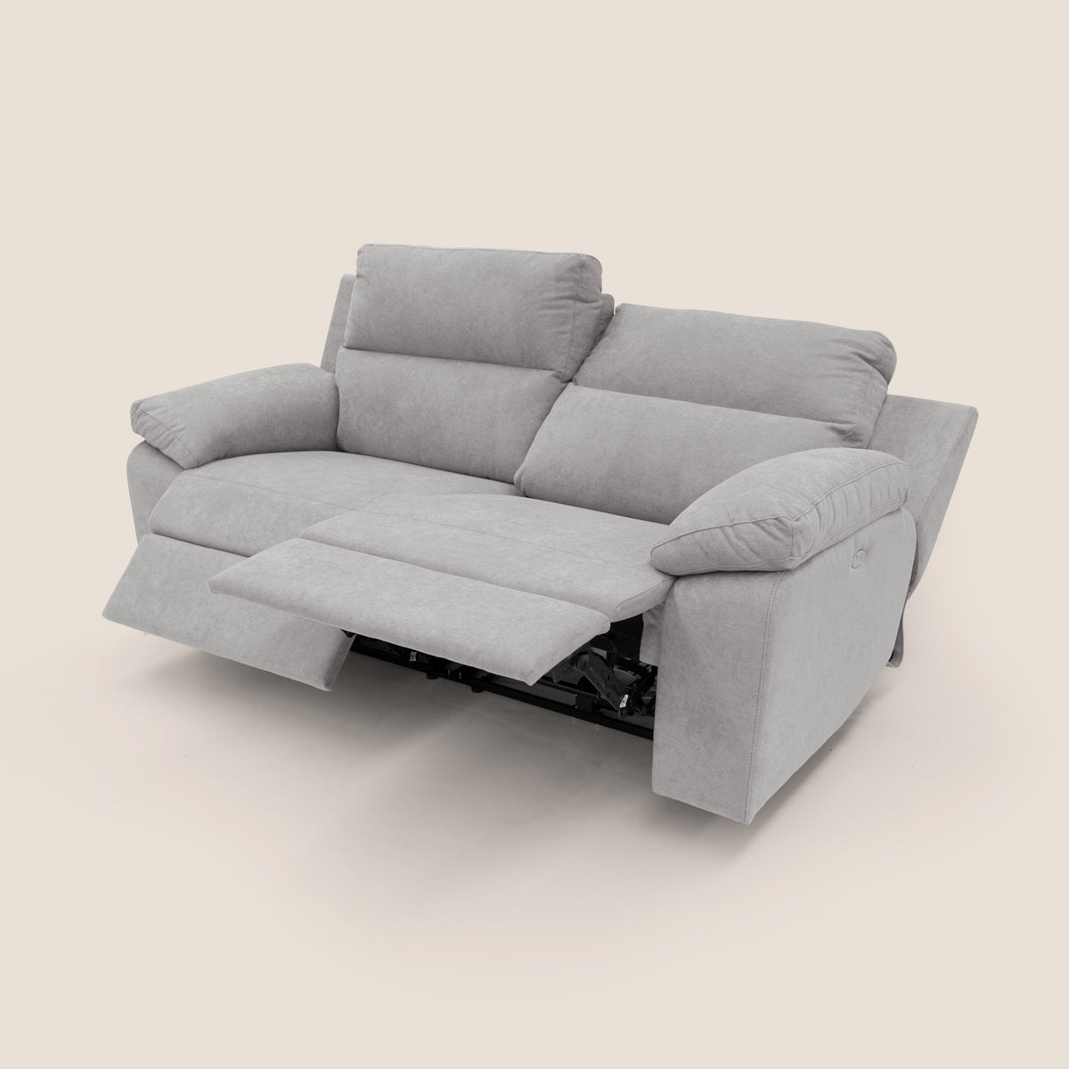 Romeo Divano relax con recliner elettrico in morbido tessuto impermeabile T02 grigio chiaro - divitt.sbs