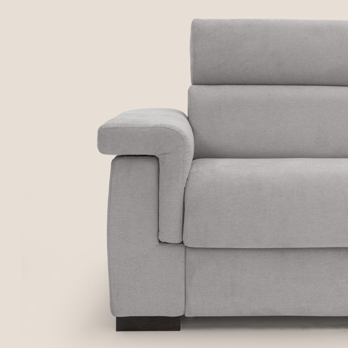 Bjorn divano letto sfoderabile con materasso H18 cm e poggiatesta reclinabili in tessuto impermeabile T02 grigio chiaro - divitt.sbs