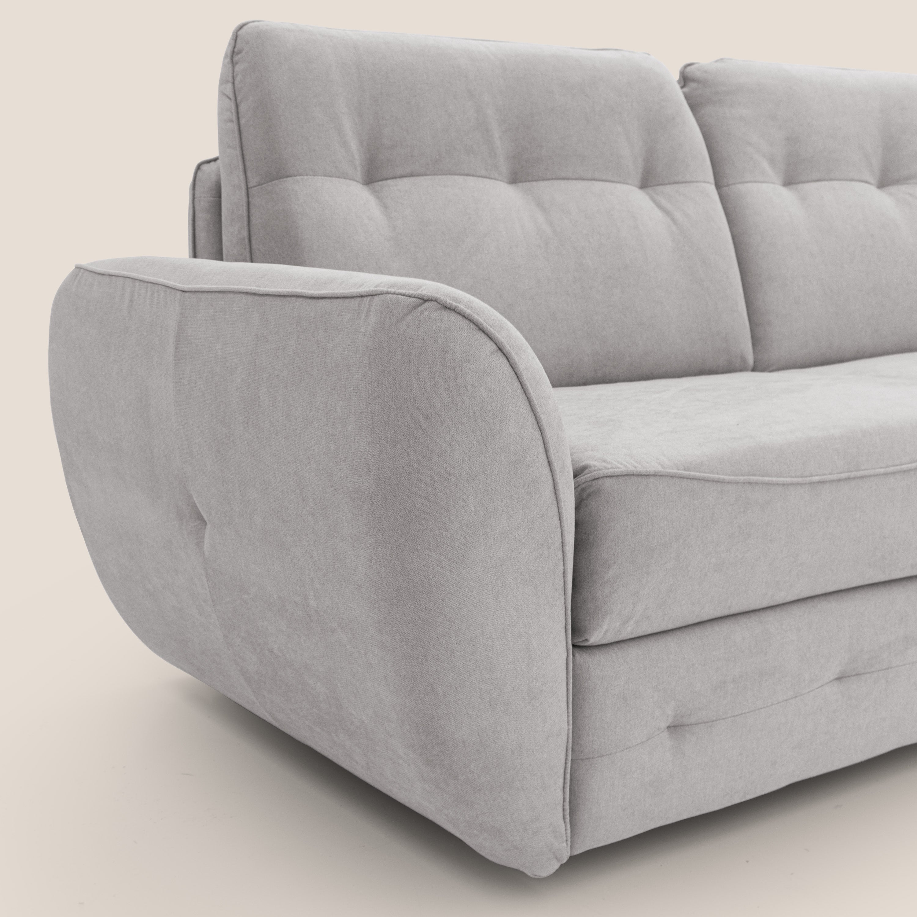 Zeus divano letto angolare con materasso H18 cm pouf mobile in tessuto impermeabile T02 - divitt.sbs