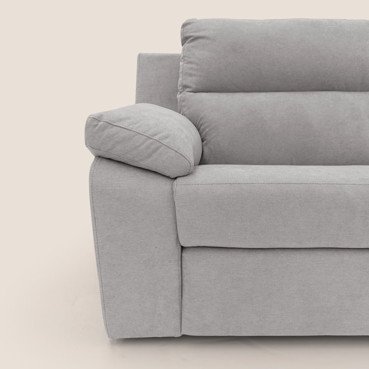 Romeo Divano relax con recliner elettrico in morbido tessuto impermeabile T02 grigio chiaro - divitt.sbs