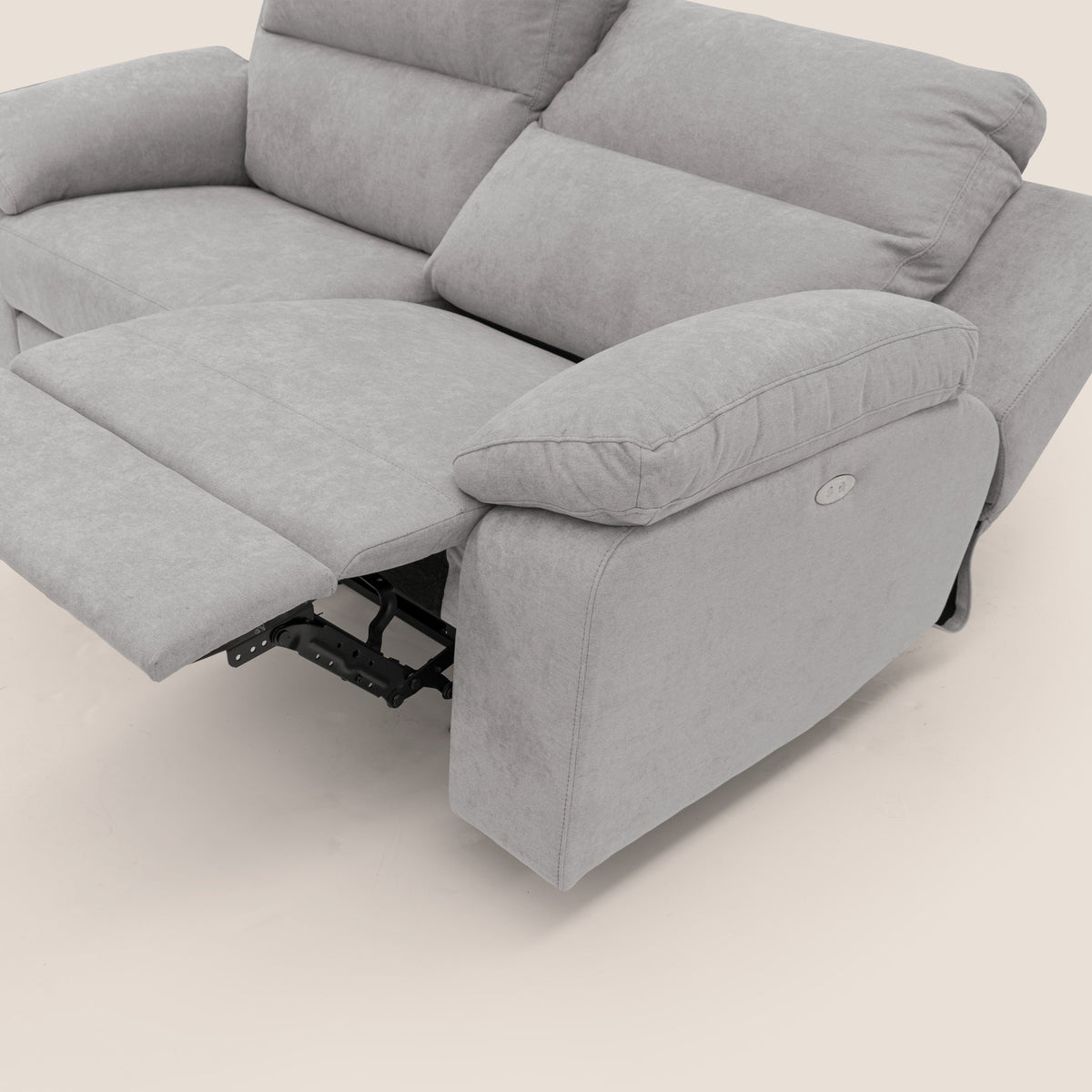 Romeo Divano relax con recliner elettrico in morbido tessuto impermeabile T02 grigio chiaro - divitt.sbs