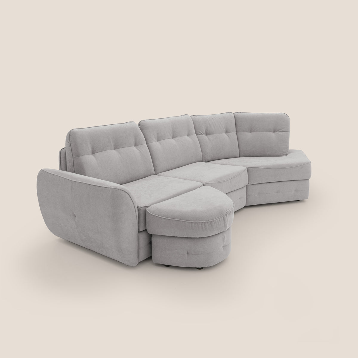 Zeus divano letto angolare con materasso H18 cm pouf mobile in tessuto impermeabile T02 - divitt.sbs