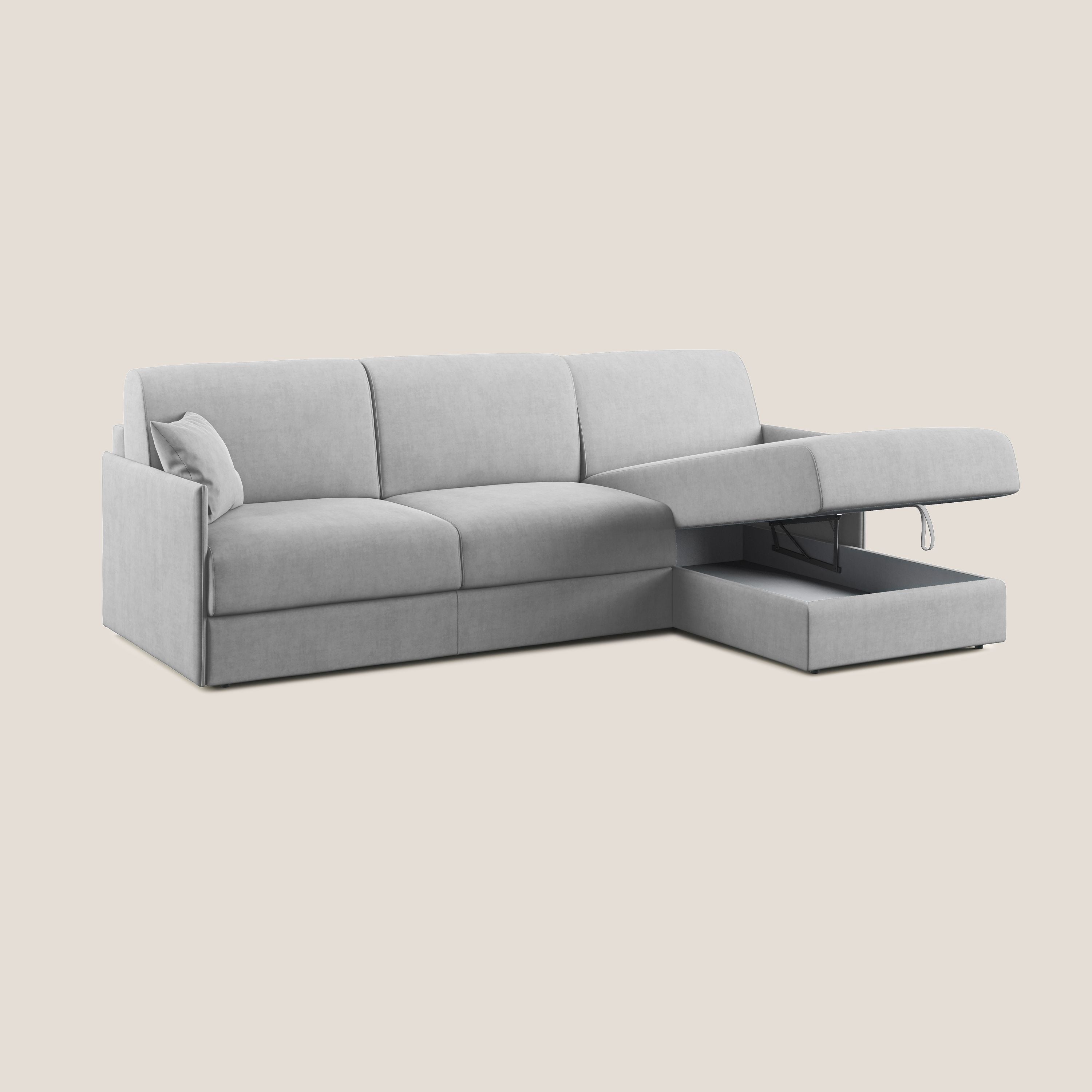 Evans Divano letto angolare con penisola in morbido tessuto impermeabile T02 grigio chiaro - divitt.sbs