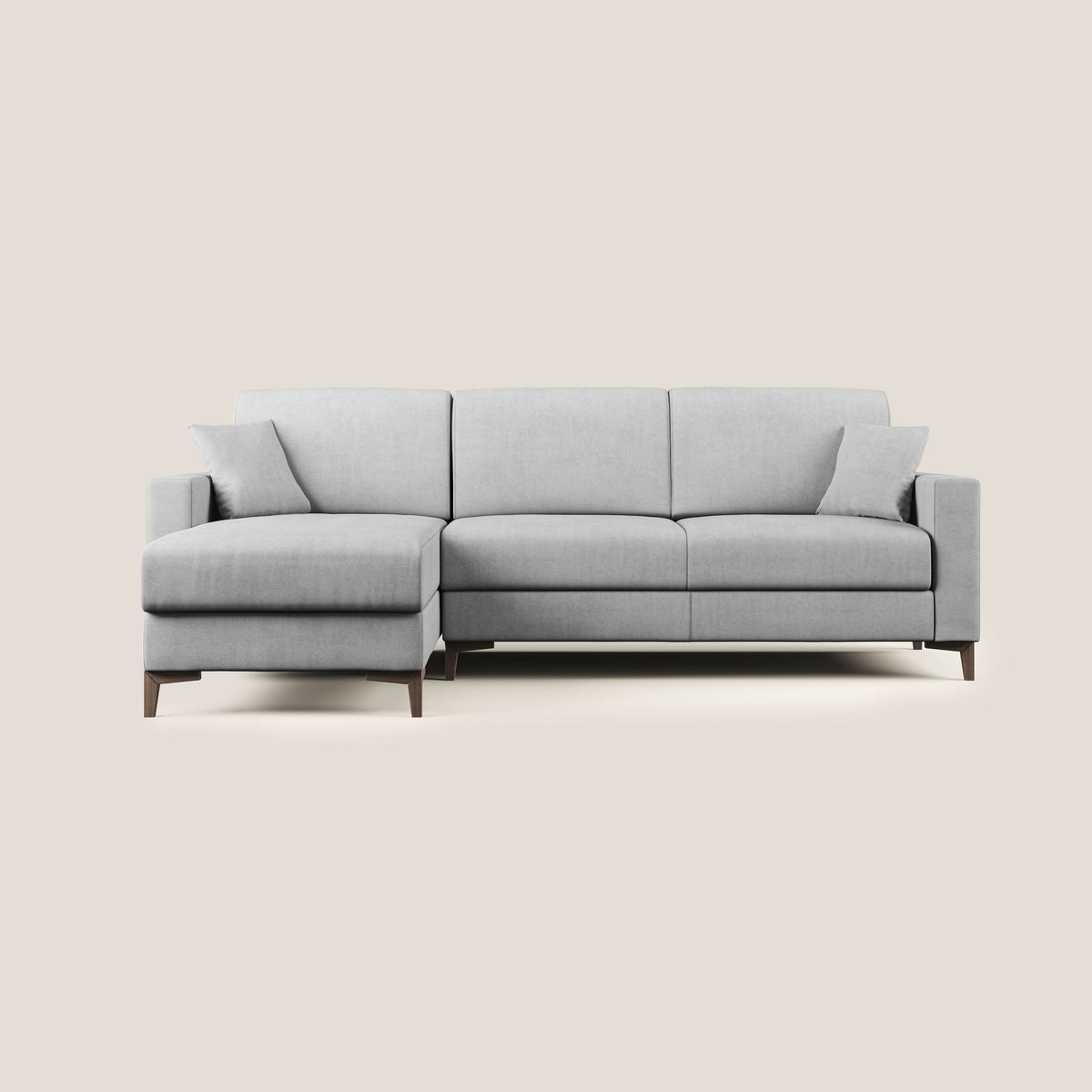 Kafka divano letto angolare in morbido tessuto impermeabile T02 grigio chiaro - divitt.sbs