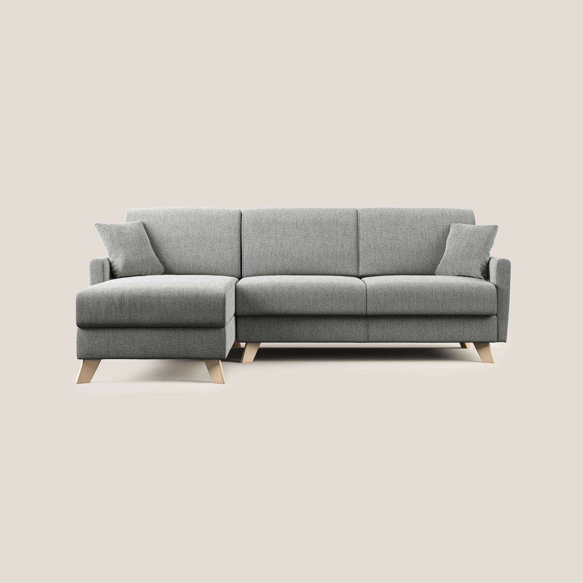 Edgar divano letto angolare in tessuto felis impermeabile T03 grigio chiaro - divitt.sbs