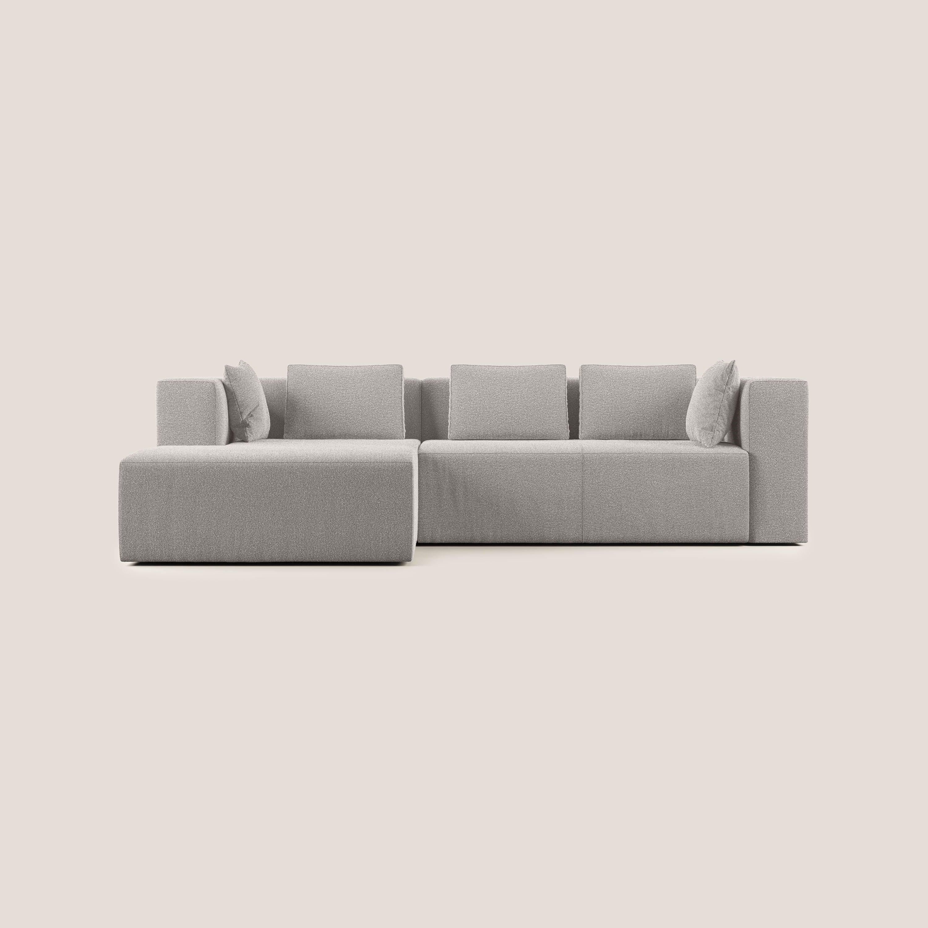 Nettuno divano angolare componibile in morbido tessuto bouclè T07 grigio - divitt.sbs