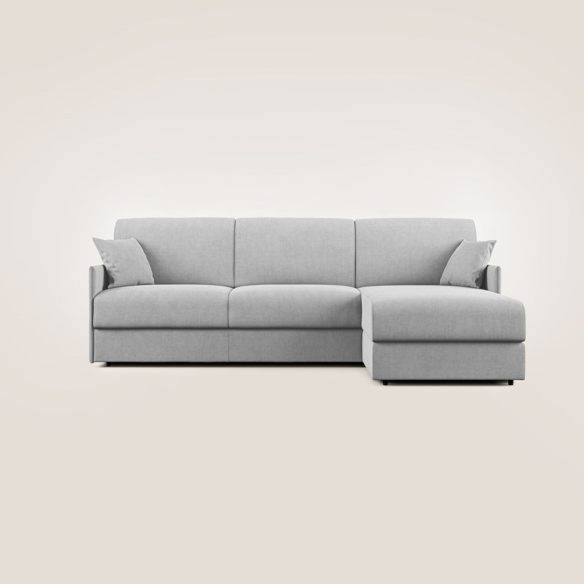 Evans Divano letto angolare con penisola in morbido tessuto impermeabile T02 grigio chiaro - divitt.sbs