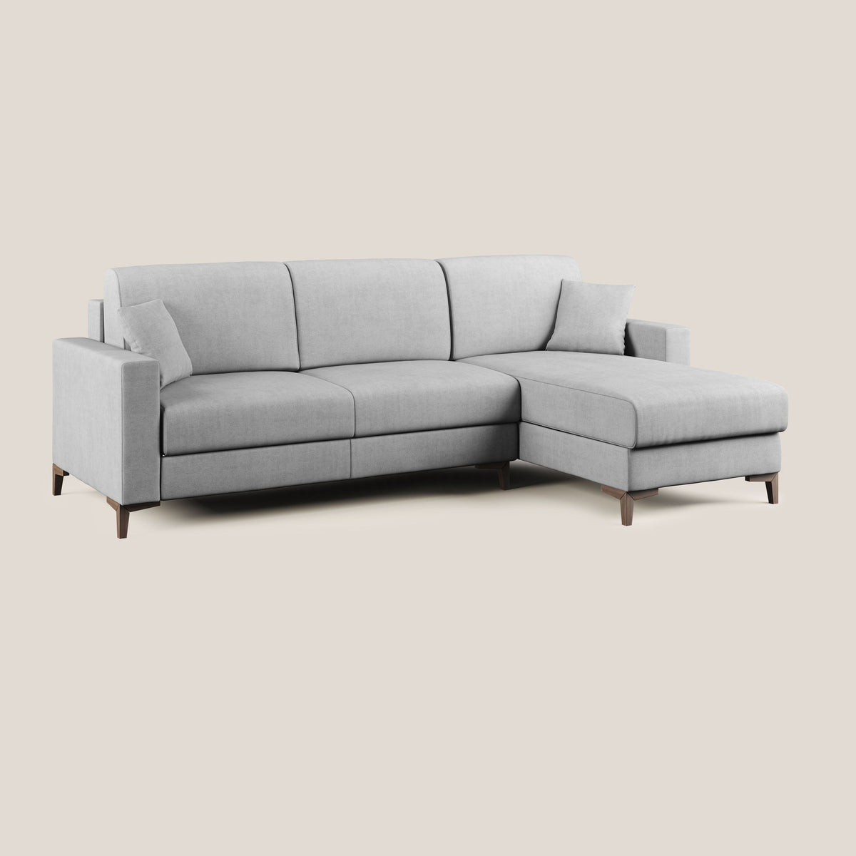 Kafka divano letto angolare in morbido tessuto impermeabile T02 grigio chiaro - divitt.sbs