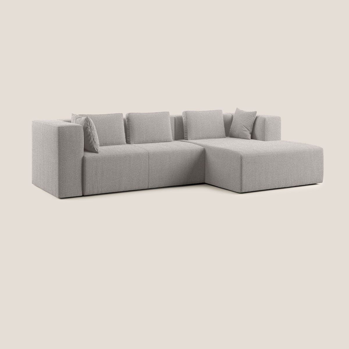 Nettuno divano angolare componibile in morbido tessuto bouclè T07 grigio - divitt.sbs