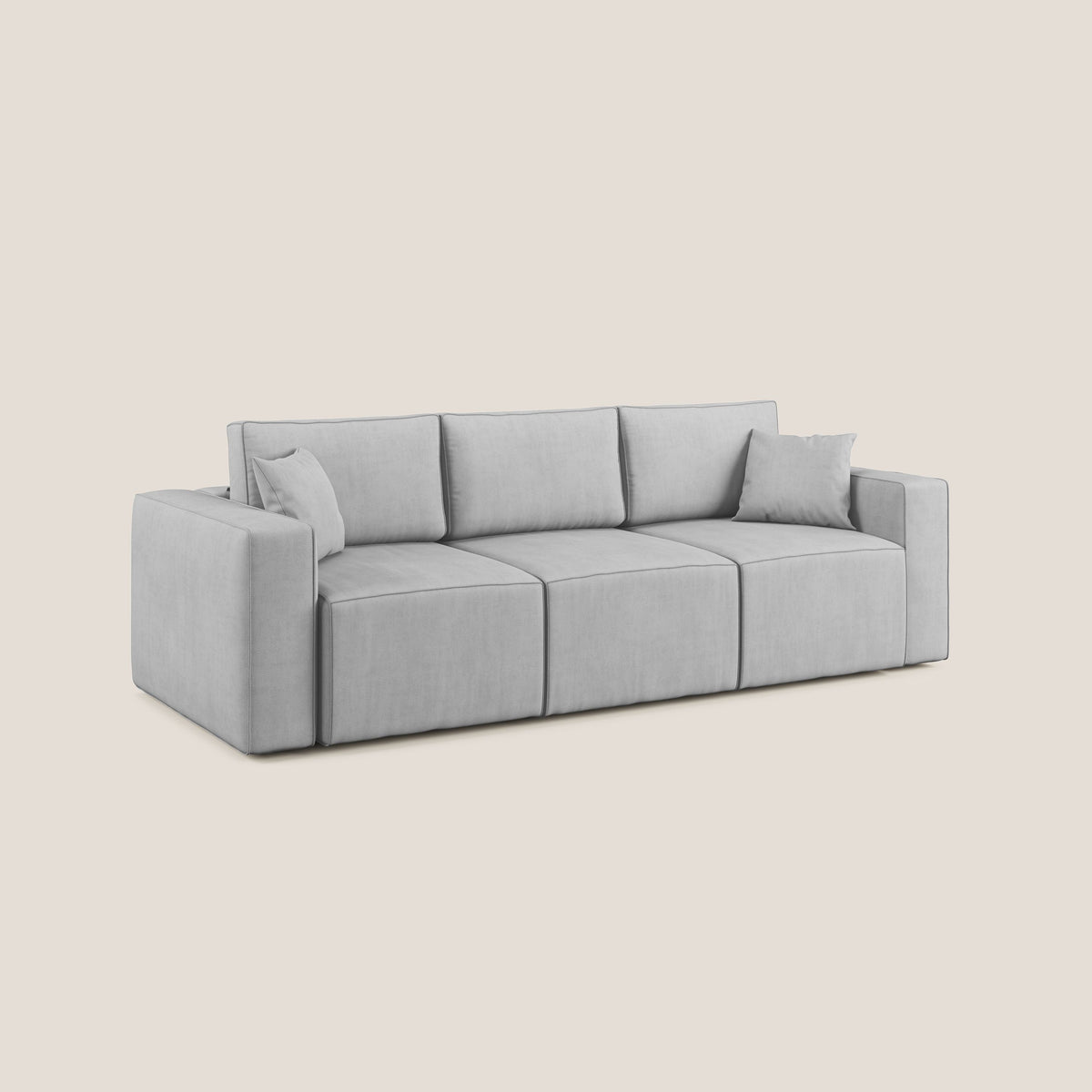 Morfeo divano con 3 sedute estraibili in morbido tessuto impermeabile T02 grigio chiaro - divitt.sbs