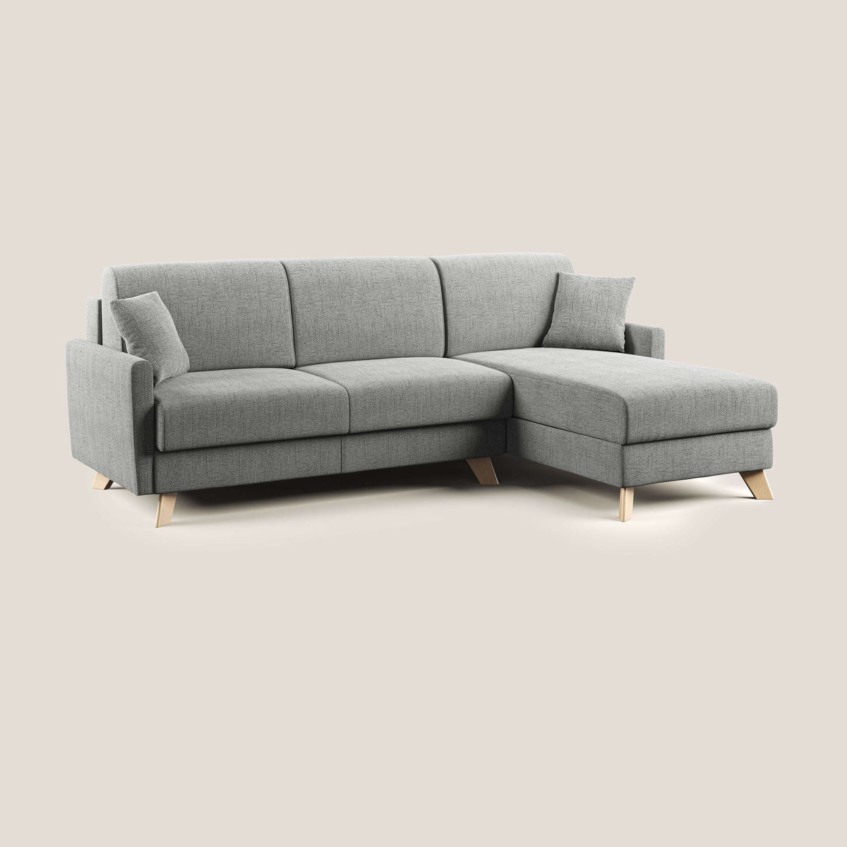 Edgar divano letto angolare in tessuto felis impermeabile T03 grigio chiaro - divitt.sbs