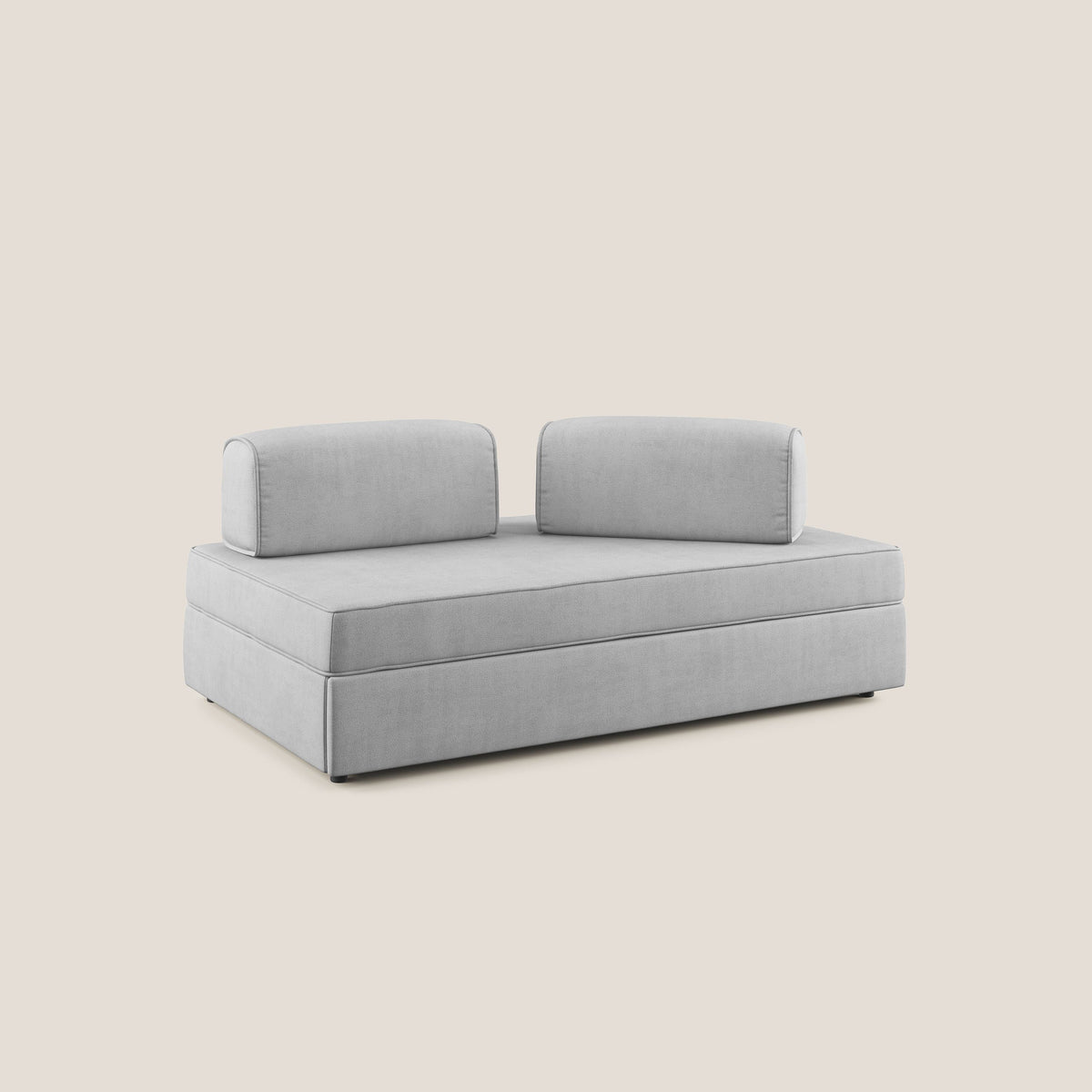 Liberty divano con pouf estraibile e schienali movibili in tessuto morbido impermeabile T02 grigio chiaro - divitt.sbs
