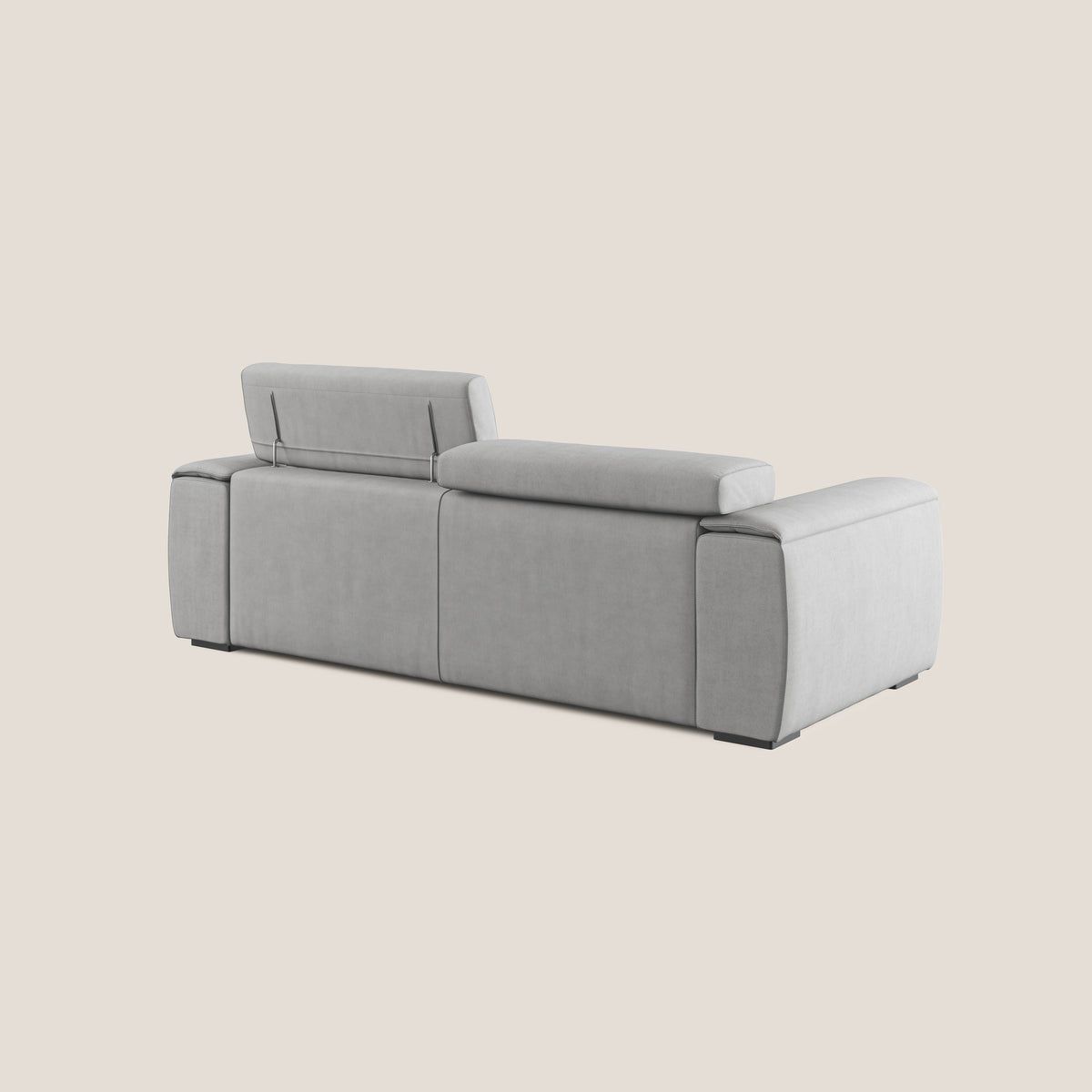 Zeno Divano con pouf estraibile poggiapiedi in tessuto morbido impermeabile T02 grigio chiaro - divitt.sbs