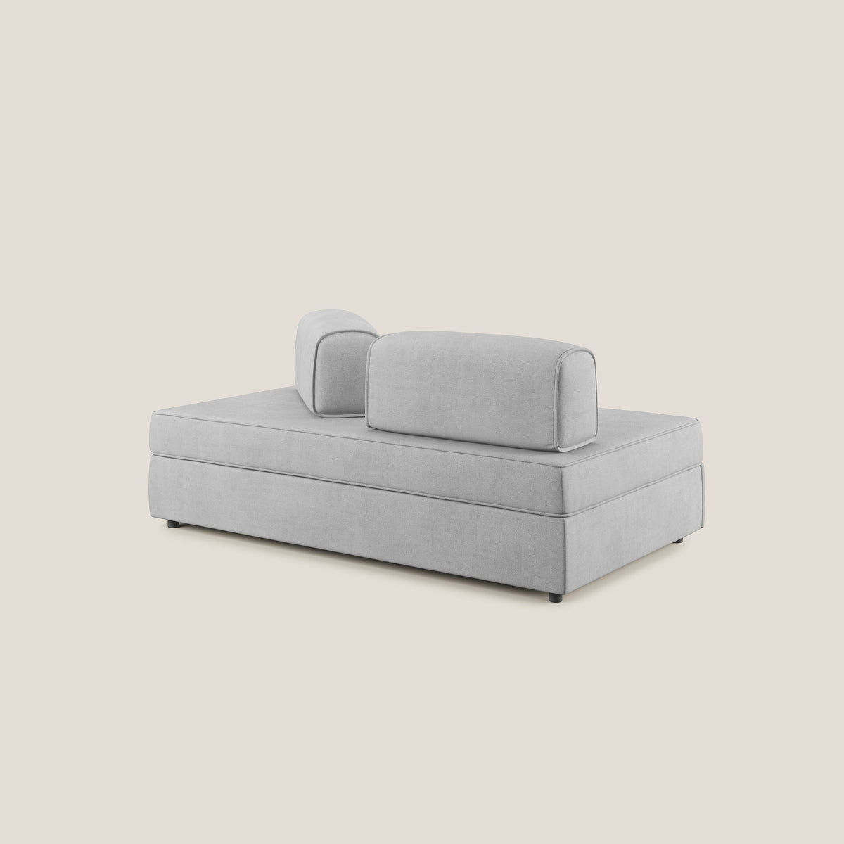 Liberty divano con pouf estraibile e schienali movibili in tessuto morbido impermeabile T02 grigio chiaro - divitt.sbs