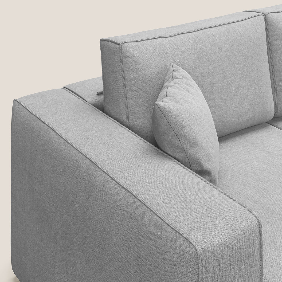 Morfeo divano con 3 sedute estraibili in morbido tessuto impermeabile T02 grigio chiaro - divitt.sbs
