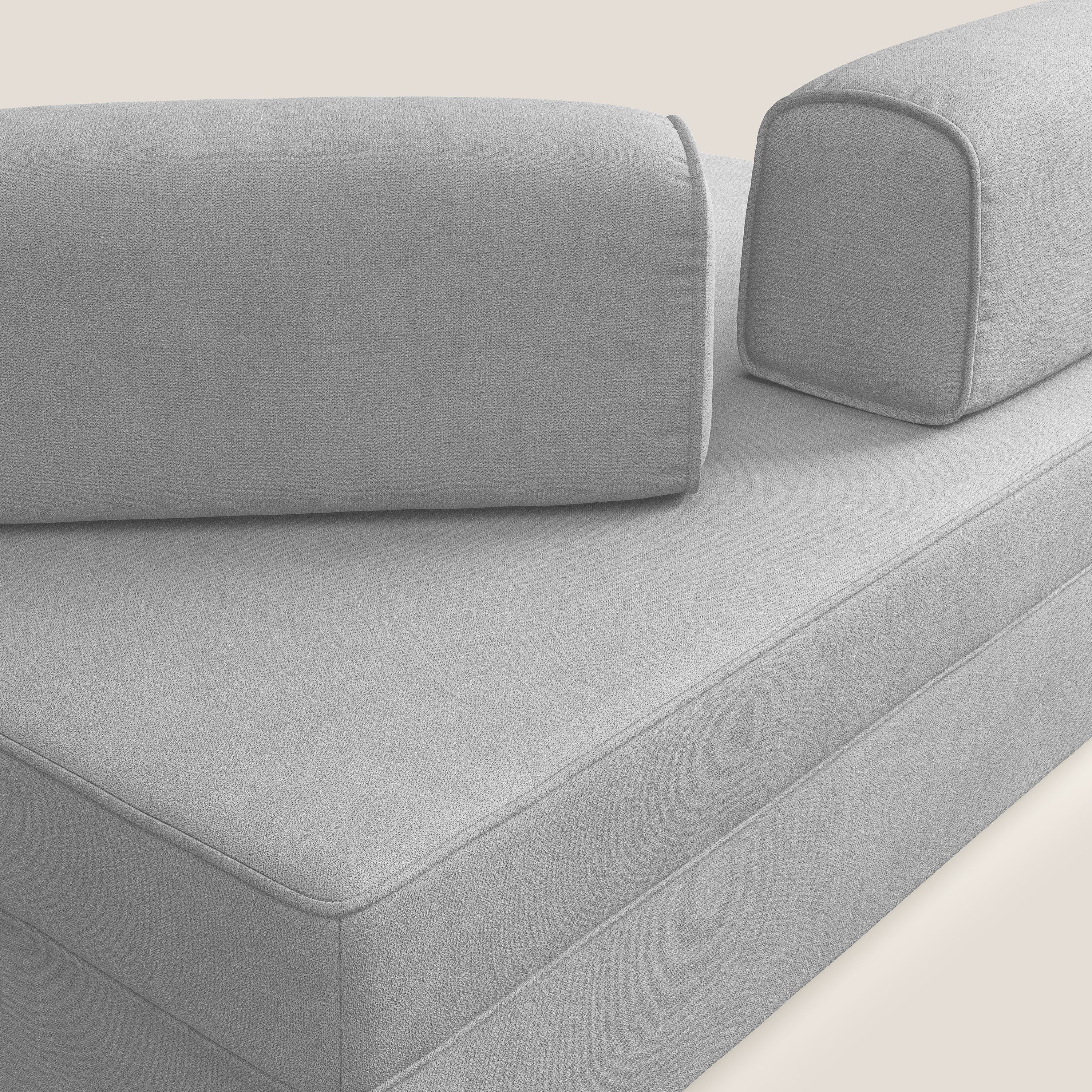 Liberty divano con pouf estraibile e schienali movibili in tessuto morbido impermeabile T02 grigio chiaro - divitt.sbs
