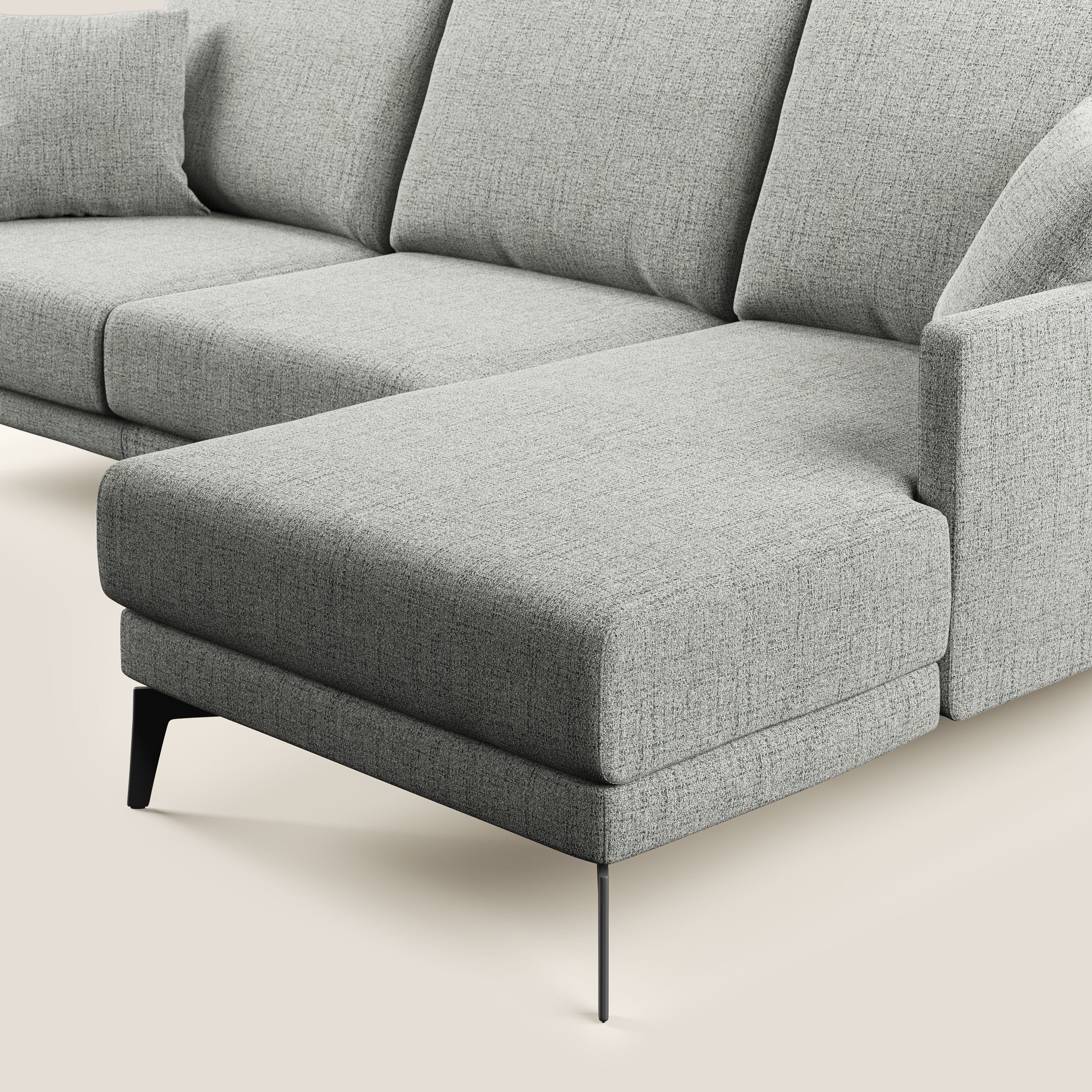 Saturno divano angolare moderno in tessuto morbido impermeabile T03 grigio chiaro - divitt.sbs