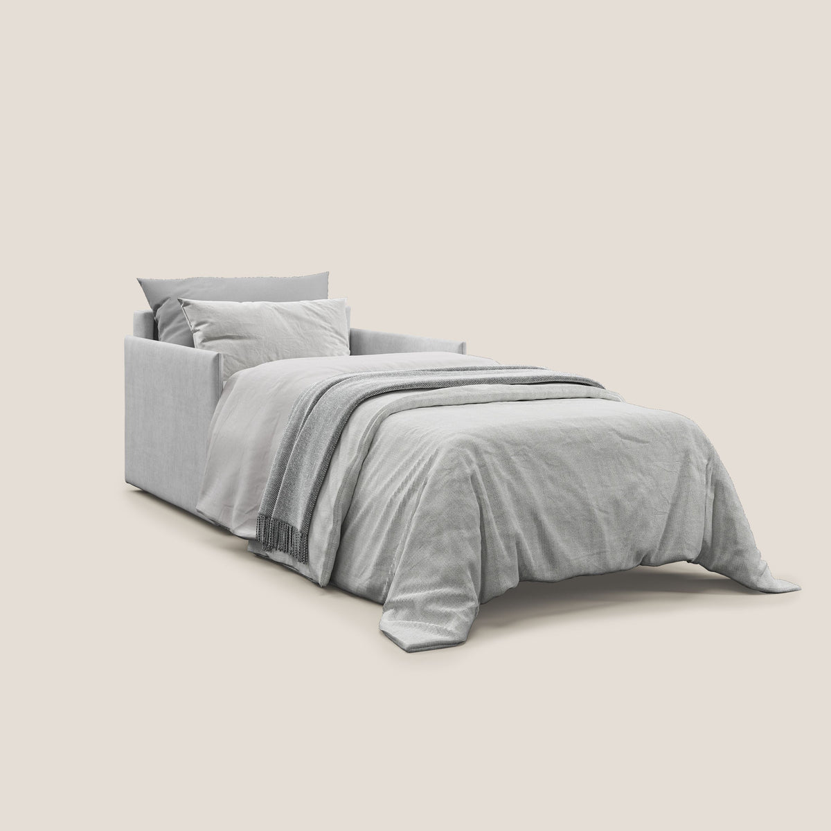 Evans poltrona letto in morbido tessuto impermeabile T02 grigio chiaro - divitt.sbs