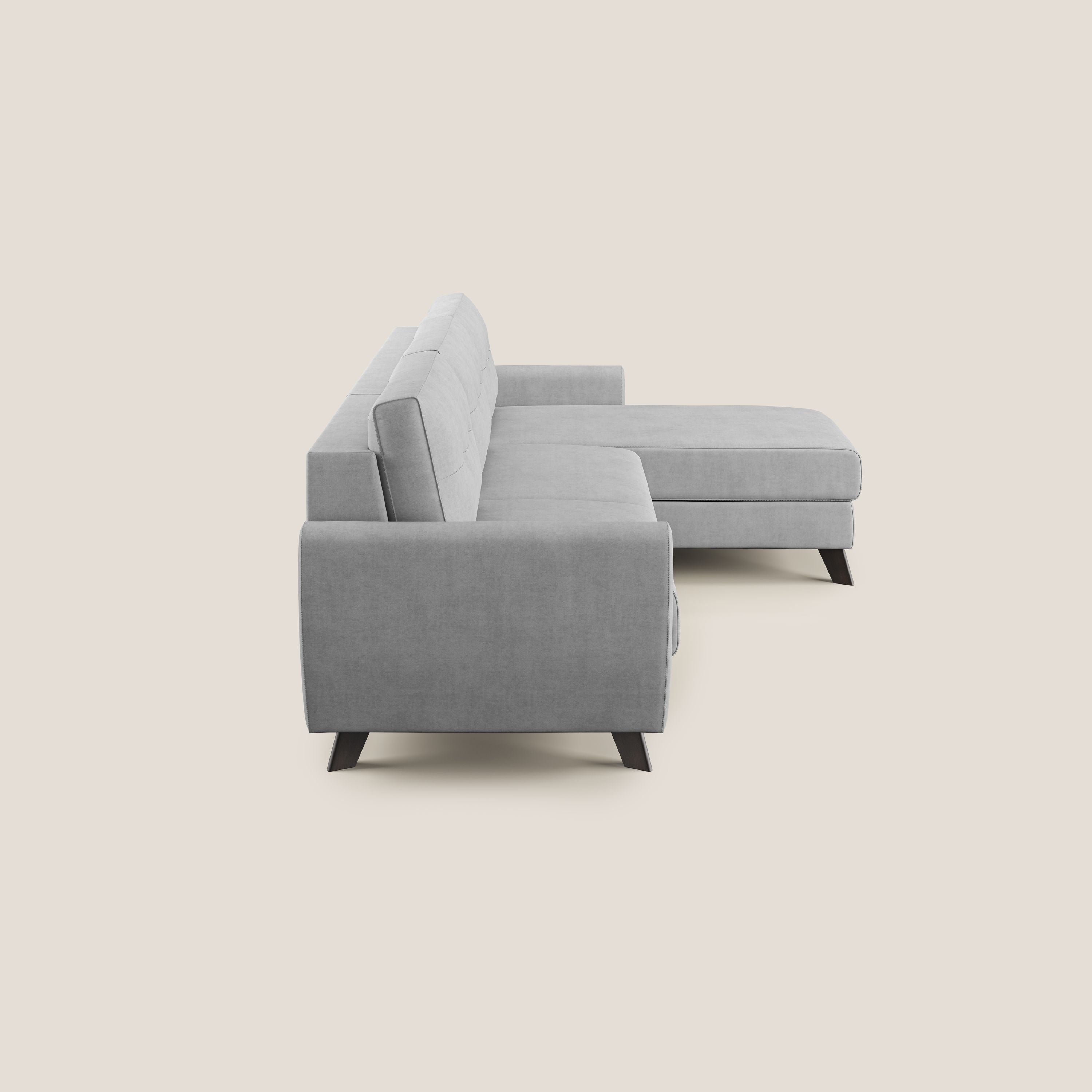 Callisto Divano letto angolare con penisola in tessuto morbido impermeabile T02 grigio chiaro - divitt.sbs