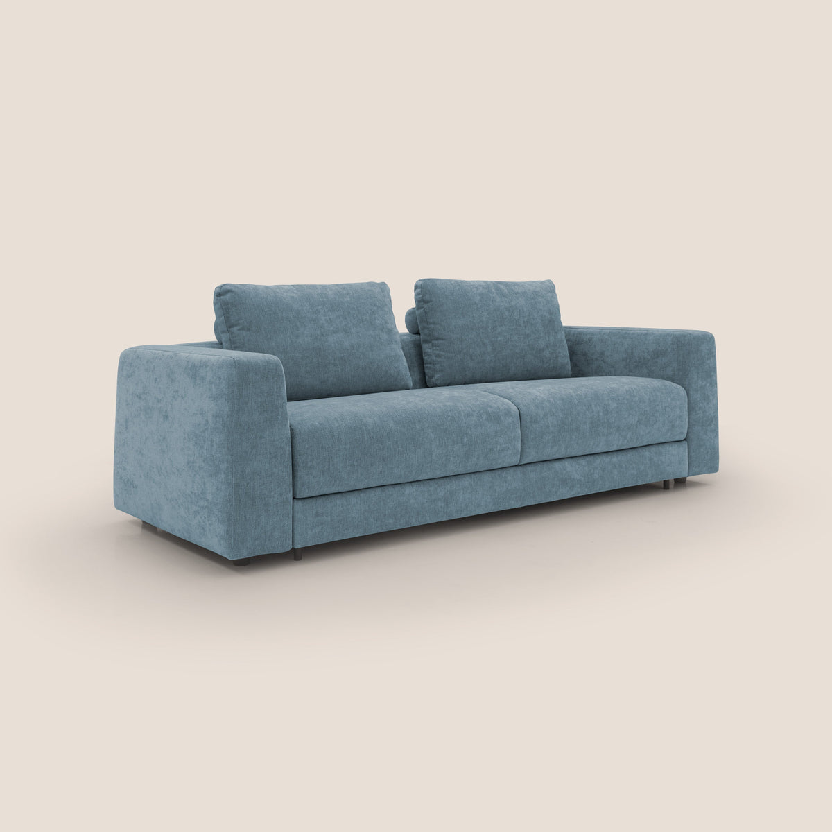 Freia Divano letto minimal materasso h15 cm con morbidi schienali in tessuto impermeabile T14 carta da zucchero - divitt.sbs