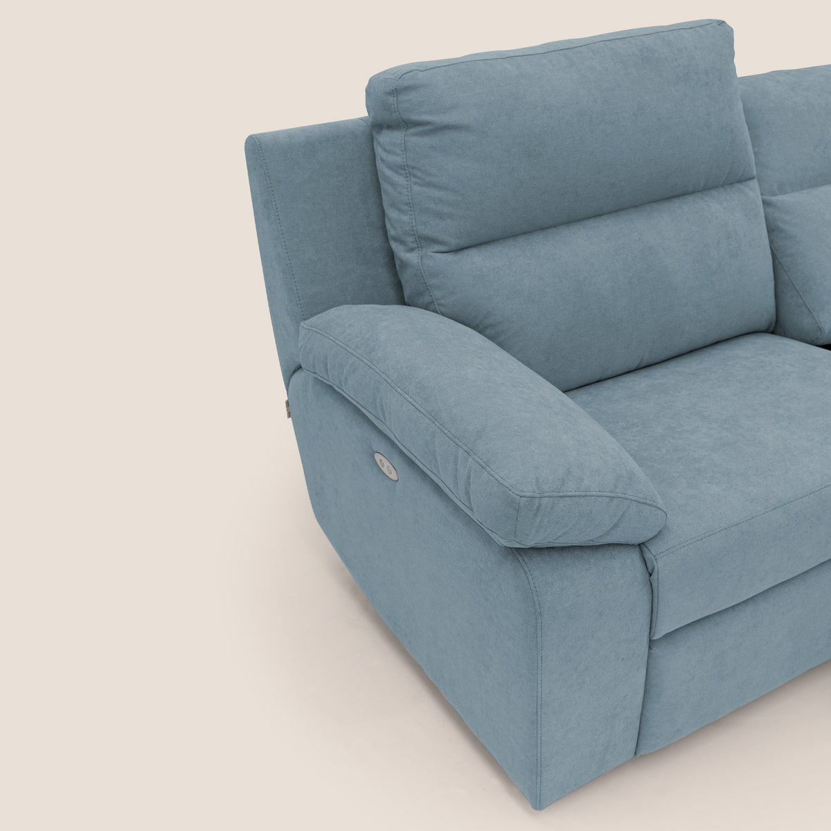 Romeo Divano relax con recliner elettrico in morbido tessuto impermeabile T02 carta da zucchero - divitt.sbs