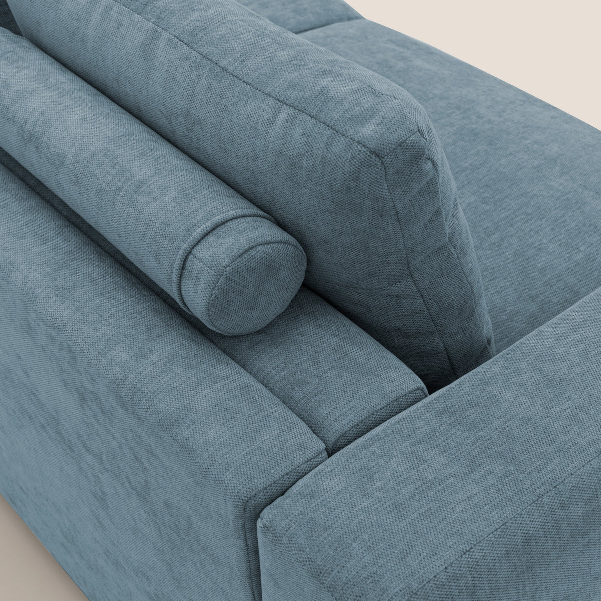Freia Divano letto minimal materasso h15 cm con morbidi schienali in tessuto impermeabile T14 carta da zucchero - divitt.sbs