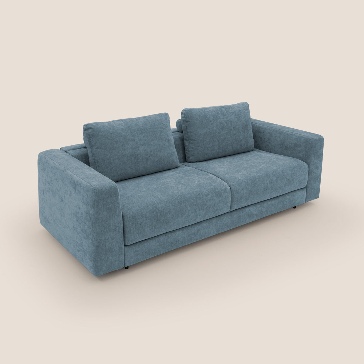 Freia Divano letto minimal materasso h15 cm con morbidi schienali in tessuto impermeabile T14 carta da zucchero - divitt.sbs