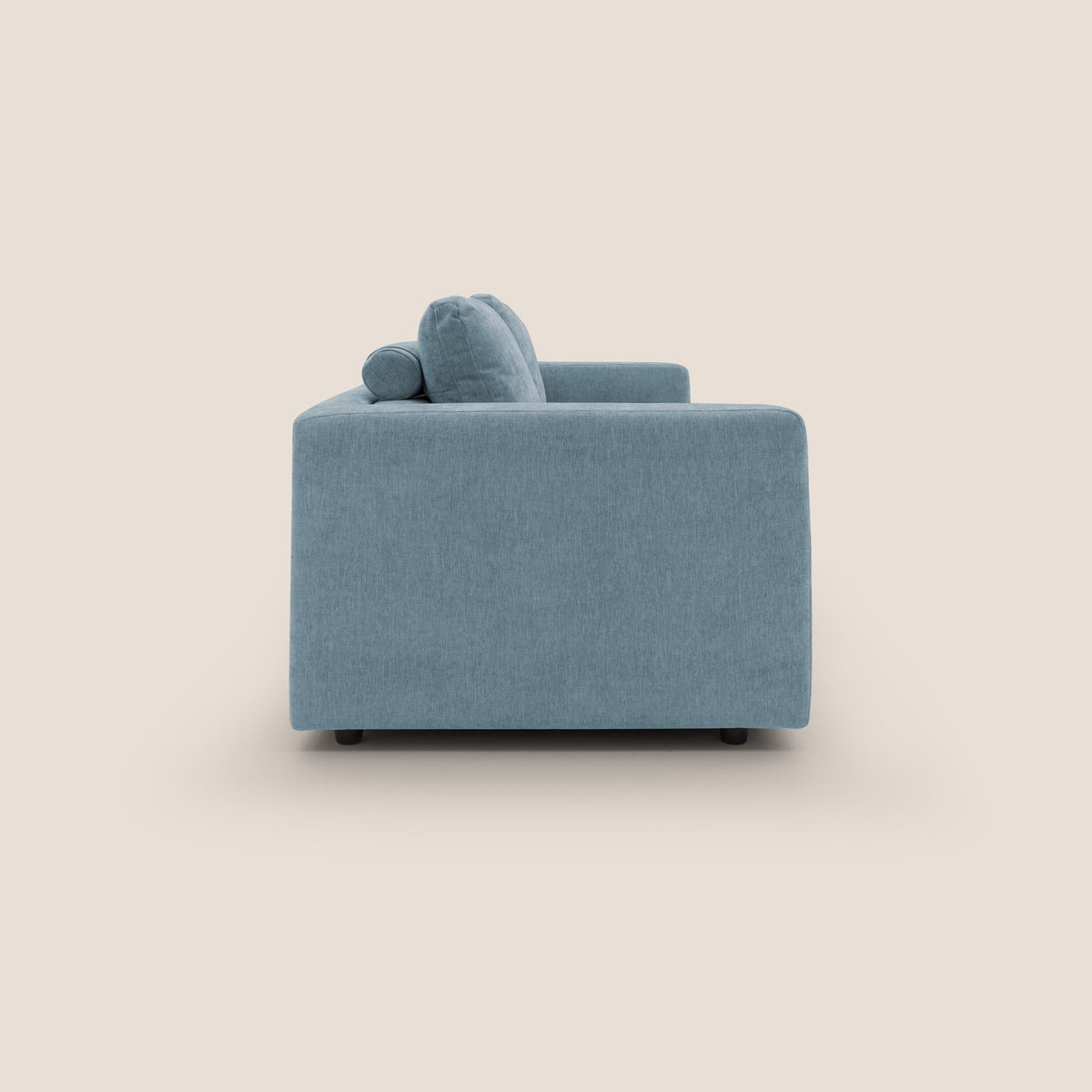 Freia Divano letto minimal materasso h15 cm con morbidi schienali in tessuto impermeabile T14 carta da zucchero - divitt.sbs