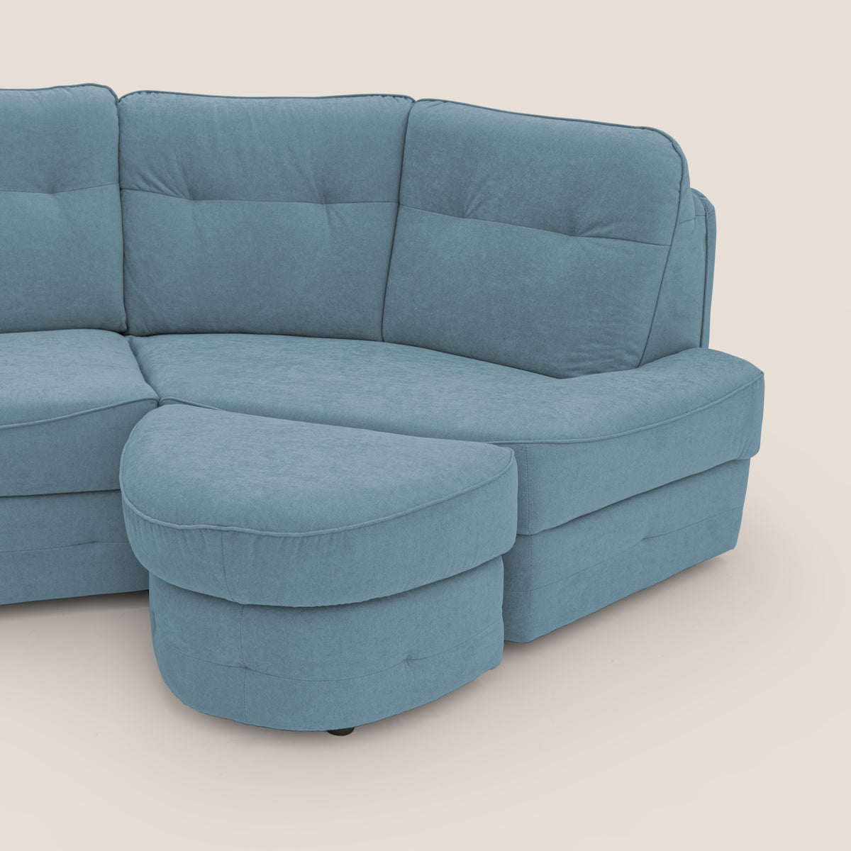 Zeus divano letto angolare con materasso H18 cm pouf mobile in tessuto impermeabile T02 - divitt.sbs