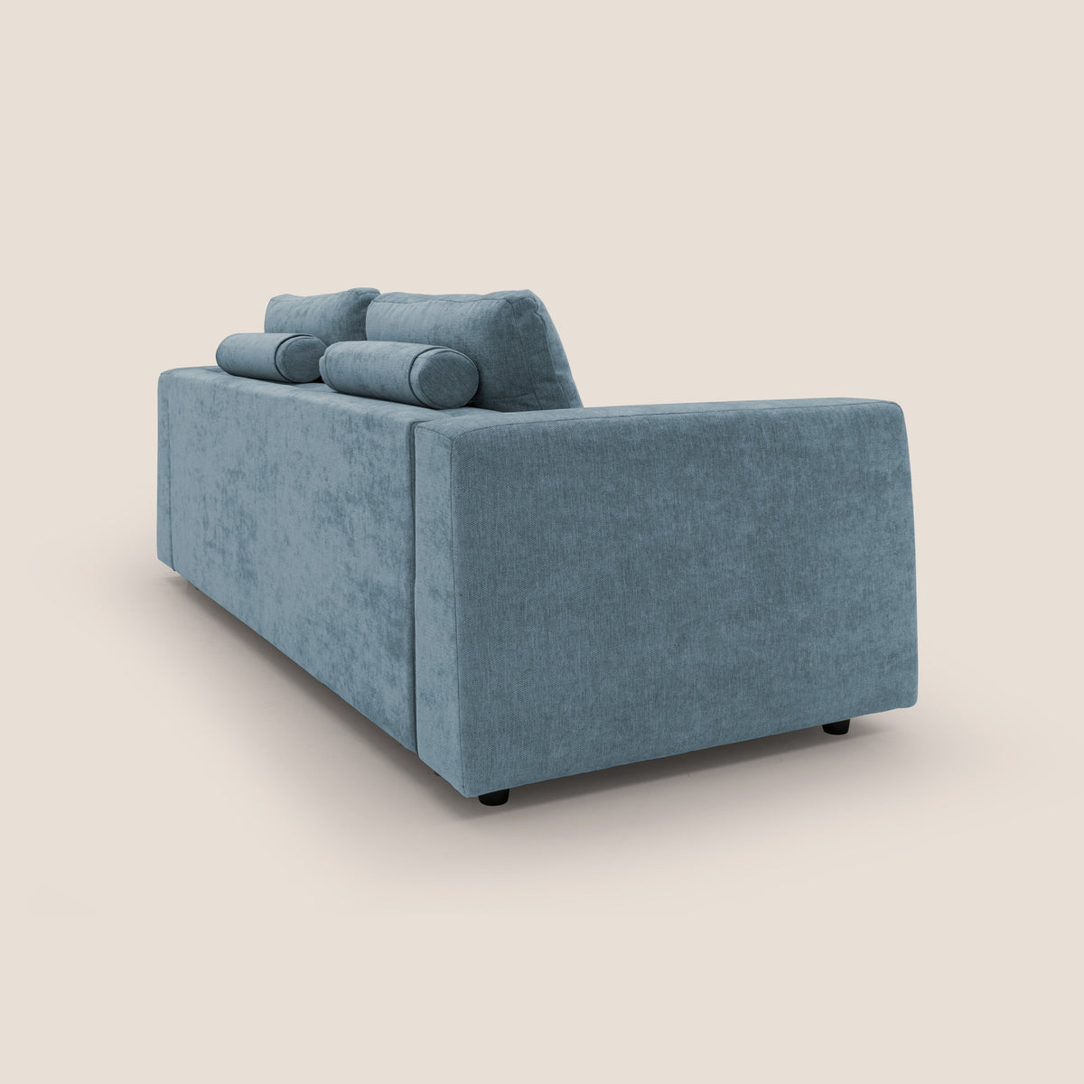 Freia Divano letto minimal materasso h15 cm con morbidi schienali in tessuto impermeabile T14 carta da zucchero - divitt.sbs