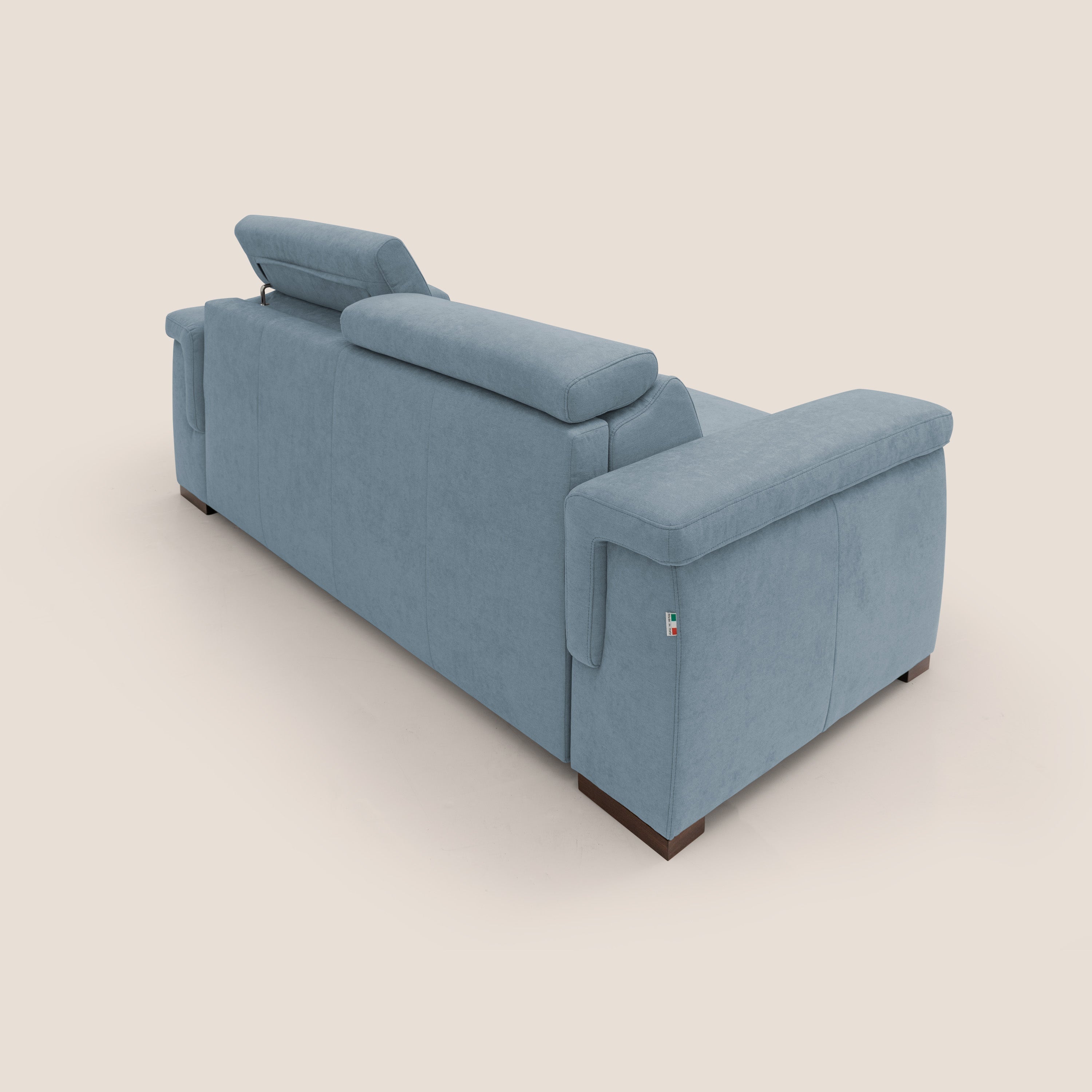 Giunone divano letto con materasso alto 18 cm e poggiatesta reclinabili in tessuto impermeabile T02 carta da zucchero - divitt.sbs