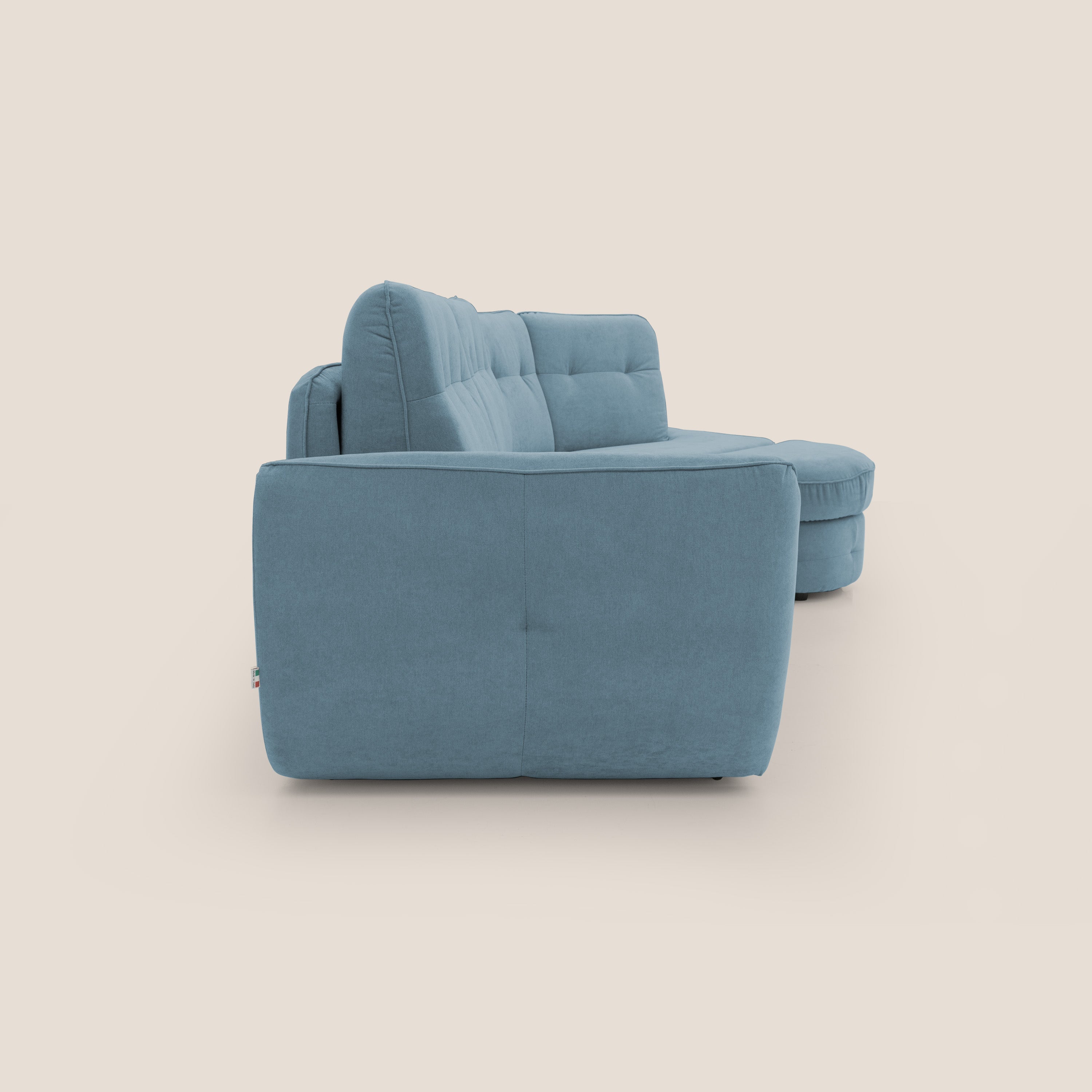 Zeus divano letto angolare con materasso H18 cm pouf mobile in tessuto impermeabile T02 - divitt.sbs