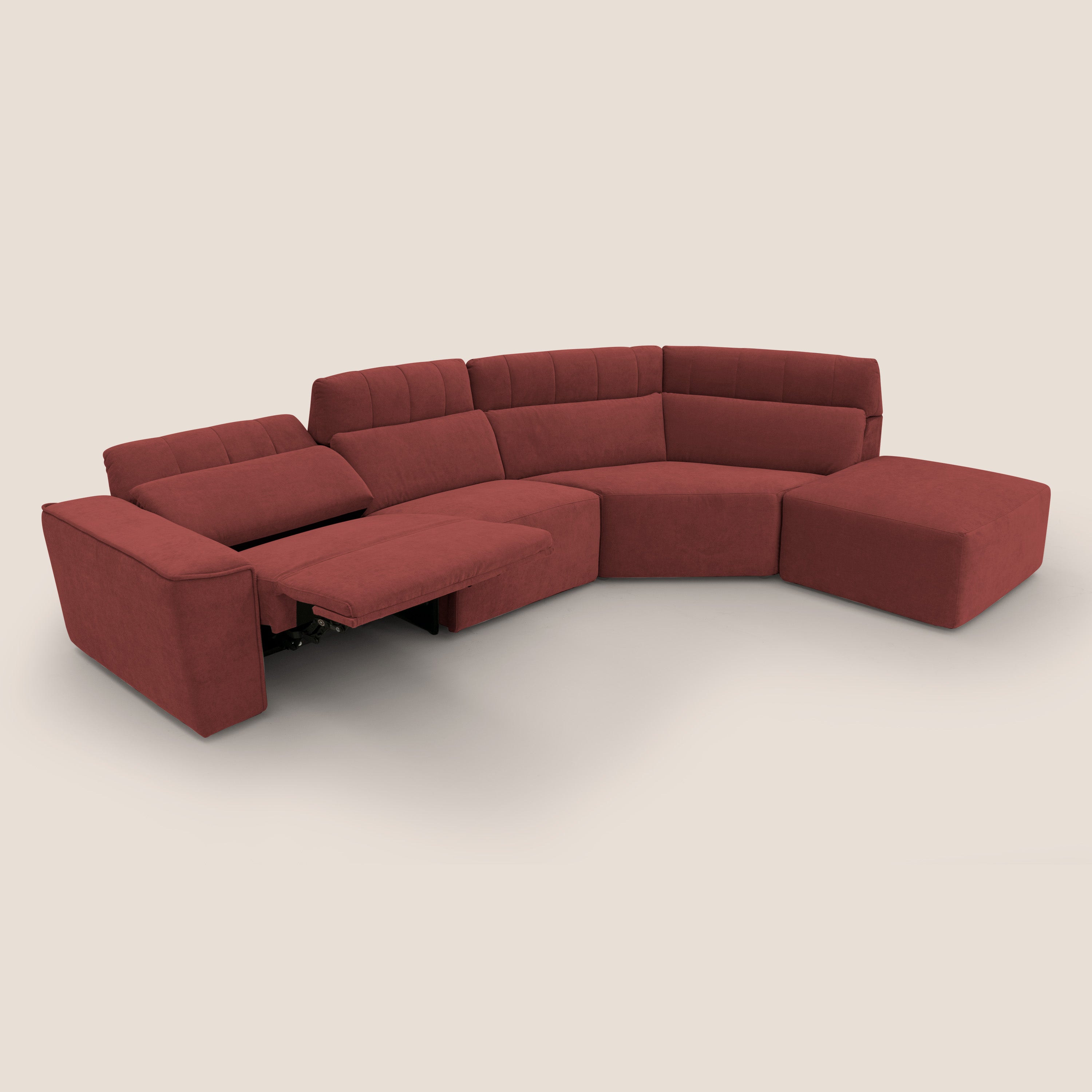 Clark Divano angolare con opzione relax elettrico in tessuto smacchiabile impermeabile T17 rosso - divitt.sbs