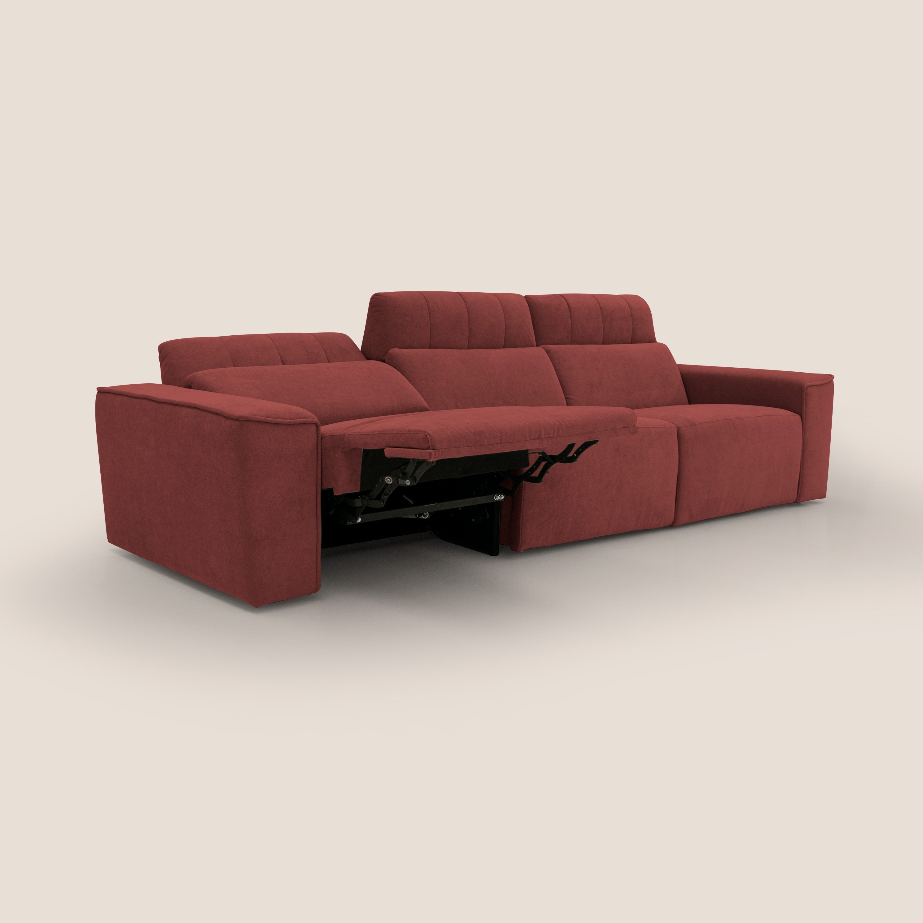Clark Divano modulare 3 sedute con opzione relax elettrico in tessuto smacchiabile impermeabile T17 rosso - divitt.sbs