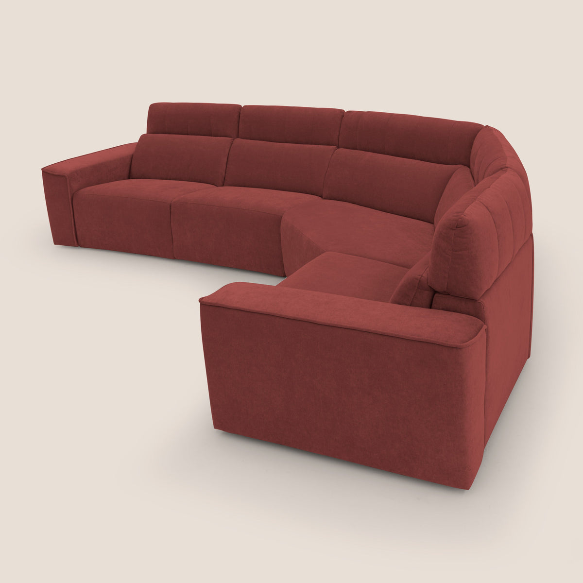 Clark Divano modulare angolare REVERSIBILE con opzione relax elettrico in tessuto smacchiabile impermeabile T17 rosso - divitt.sbs