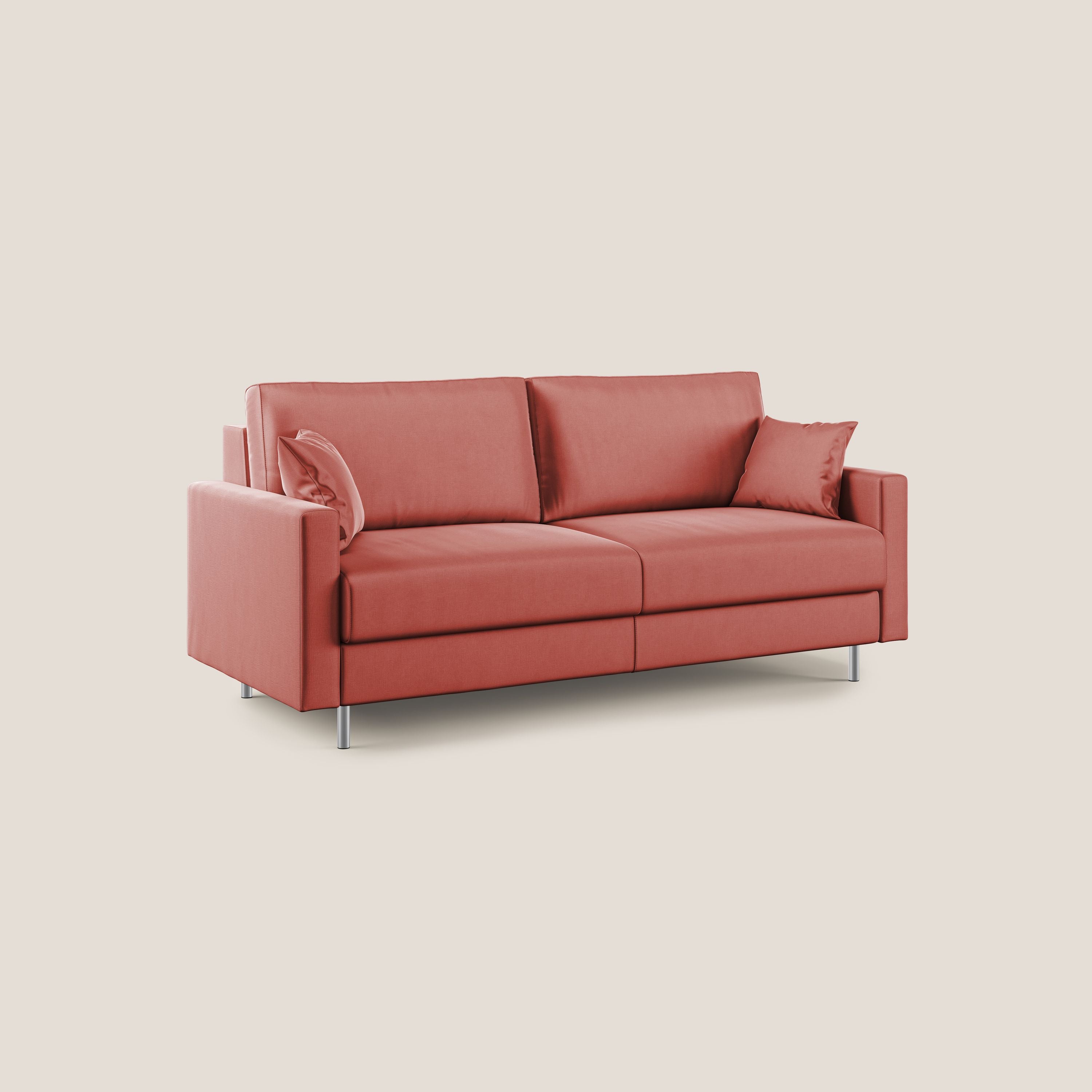 Andromeda divano letto matrimoniale in velluto morbido impermeabile T01 salmone - divitt.sbs