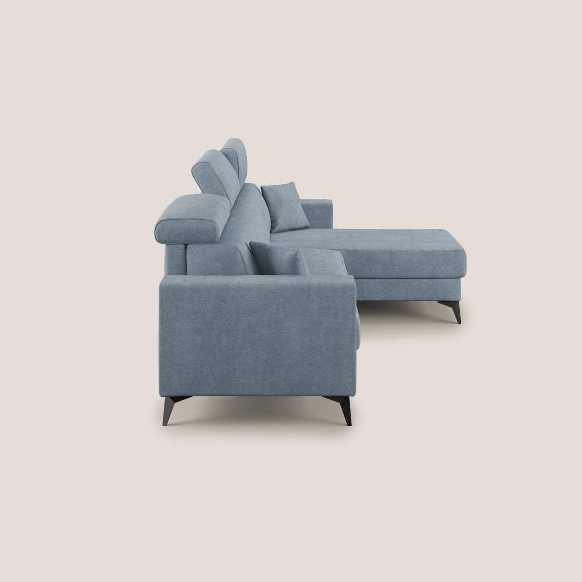 Pegaso divano letto angolare con poggiatesta reclinabili e rivestimento impermeabile T02 carta da zucchero - divitt.sbs