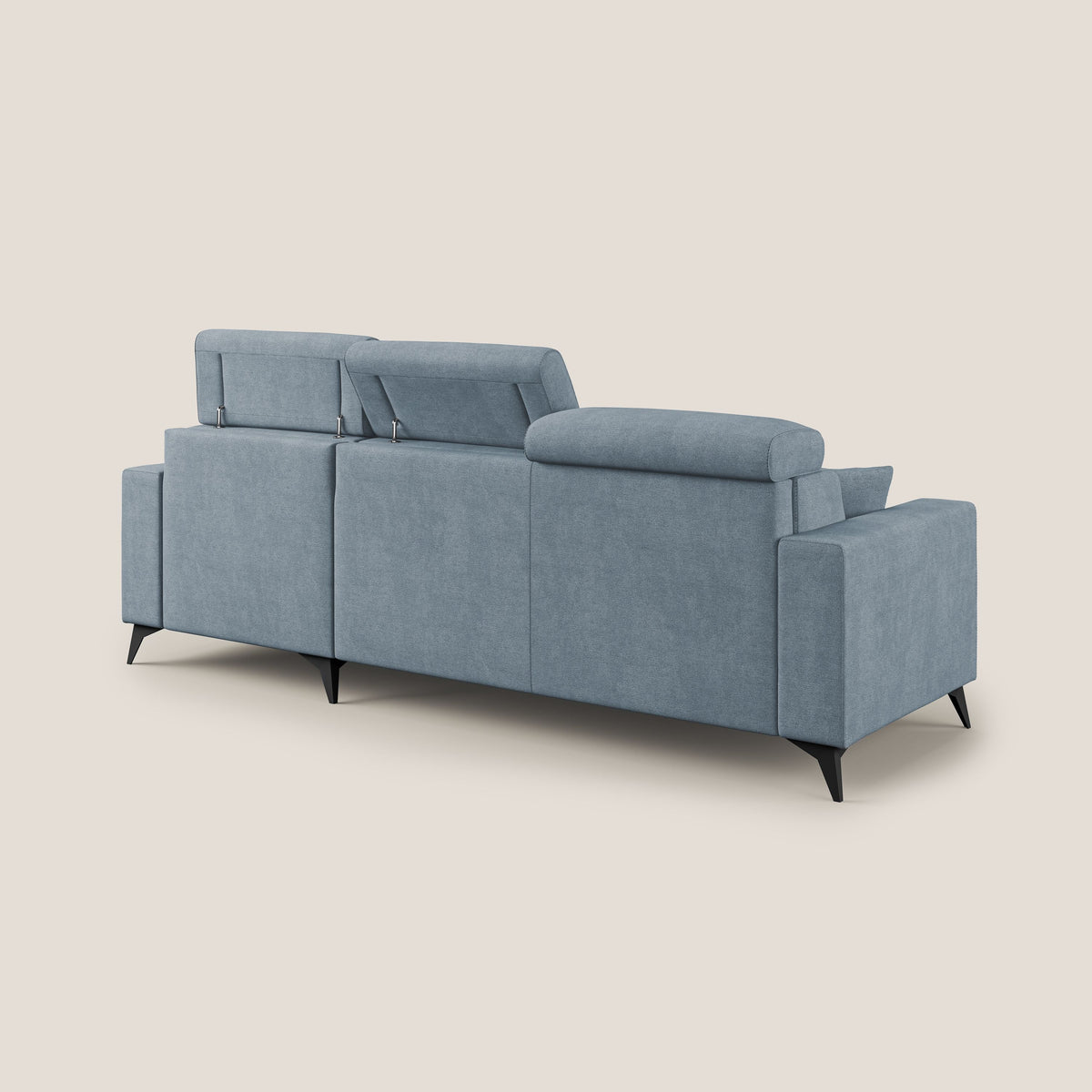 Pegaso divano letto angolare con poggiatesta reclinabili e rivestimento impermeabile T02 carta da zucchero - divitt.sbs