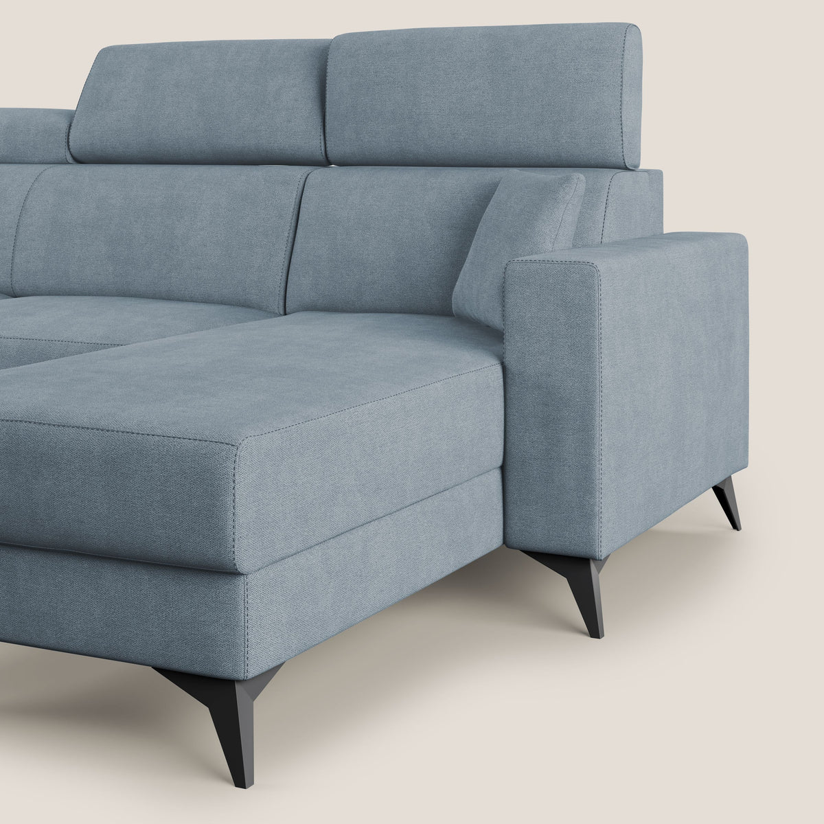 Pegaso divano letto angolare con poggiatesta reclinabili e rivestimento impermeabile T02 carta da zucchero - divitt.sbs