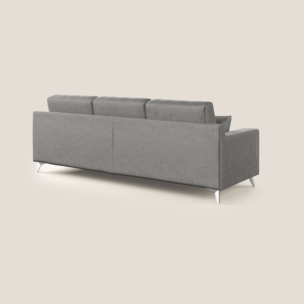 Michael divano moderno angolare con penisola in morbido velluto impermeabile T01 grigio - divitt.sbs