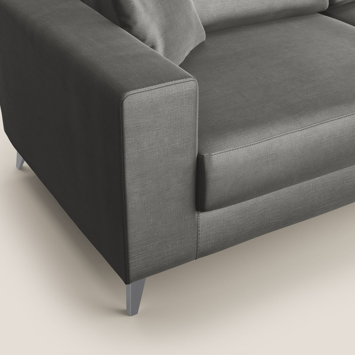 Michael divano moderno angolare con penisola in morbido velluto impermeabile T01 grigio - divitt.sbs