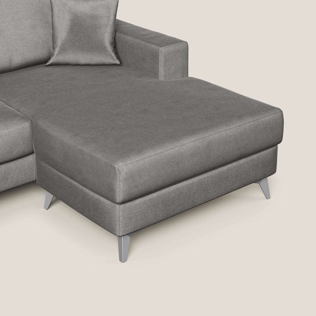 Michael divano moderno angolare con penisola in morbido velluto impermeabile T01 grigio - divitt.sbs