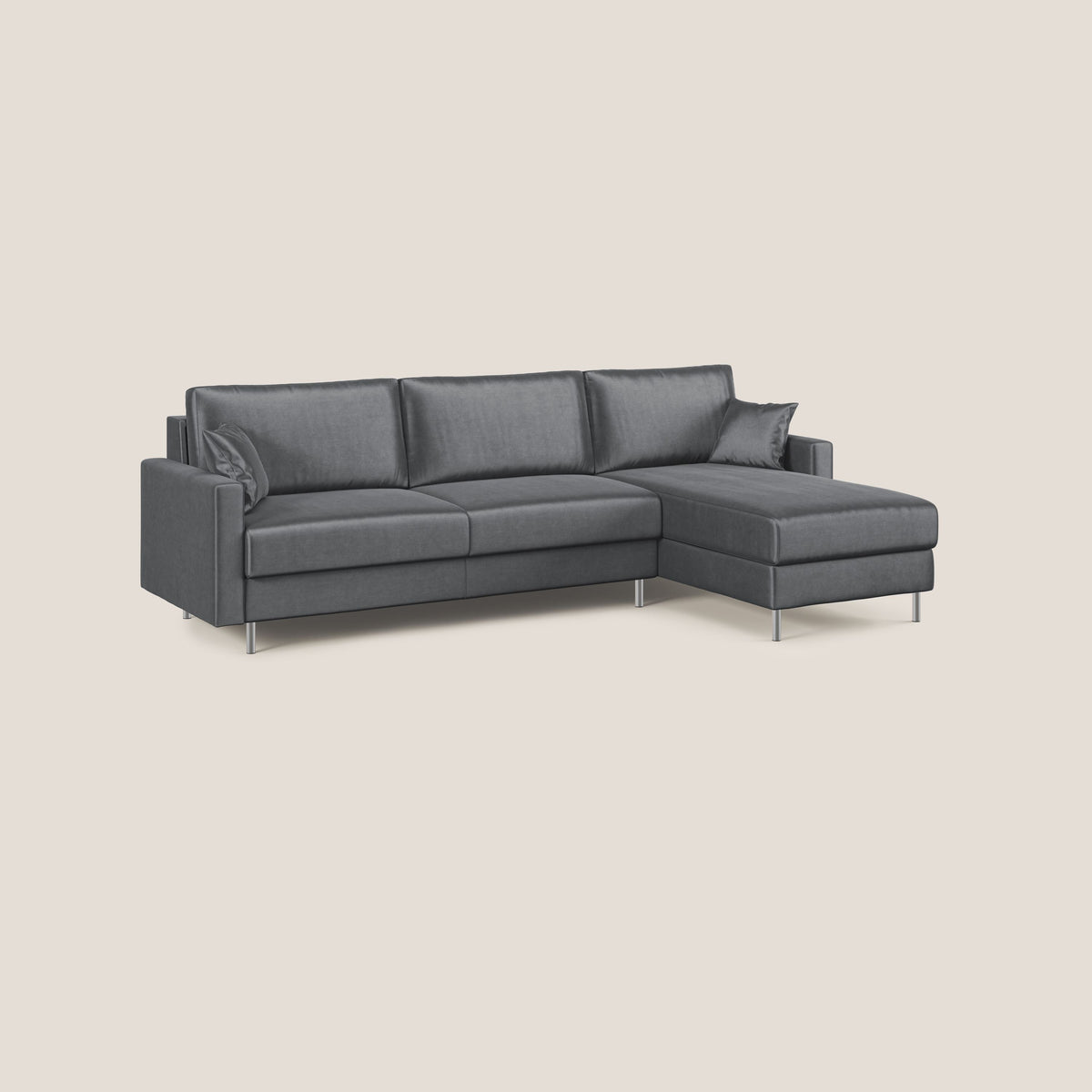 Andromeda divano letto angolare in velluto morbido impermeabile T01 antracite - divitt.sbs
