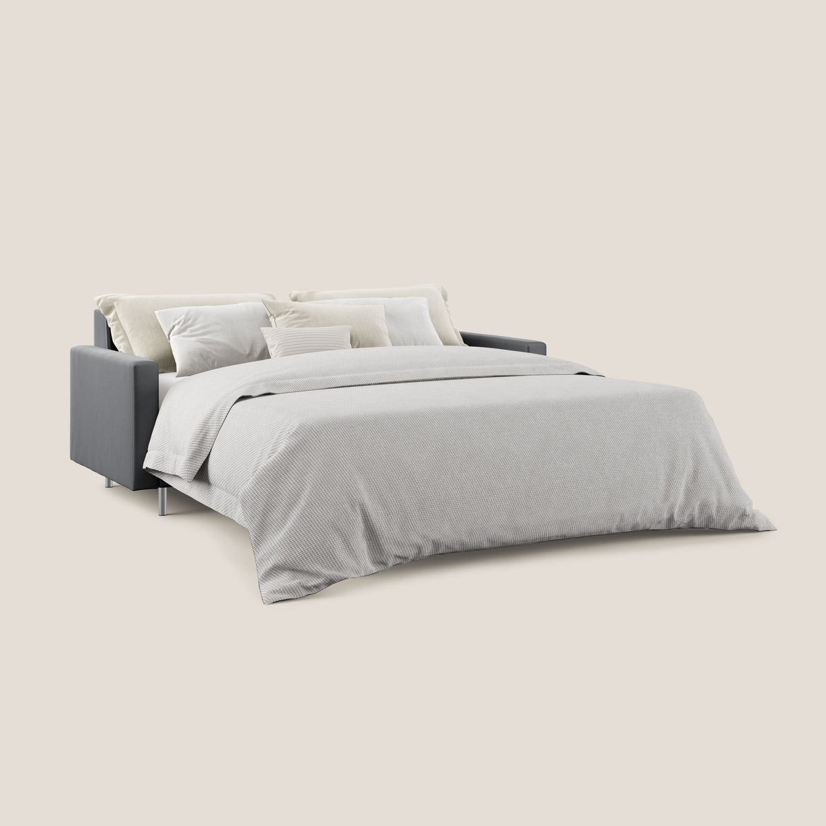 Andromeda divano letto matrimoniale in velluto morbido impermeabile T01 antracite - divitt.sbs