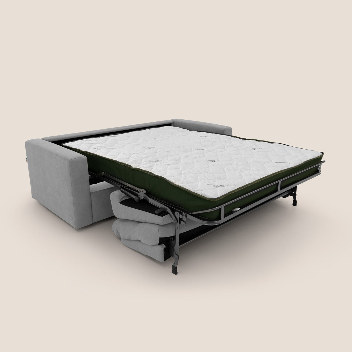 Paloma divano letto con materasso alto 18 cm con Aloe Vera in tessuto impermeabile grigio chiaro - divitt.sbs