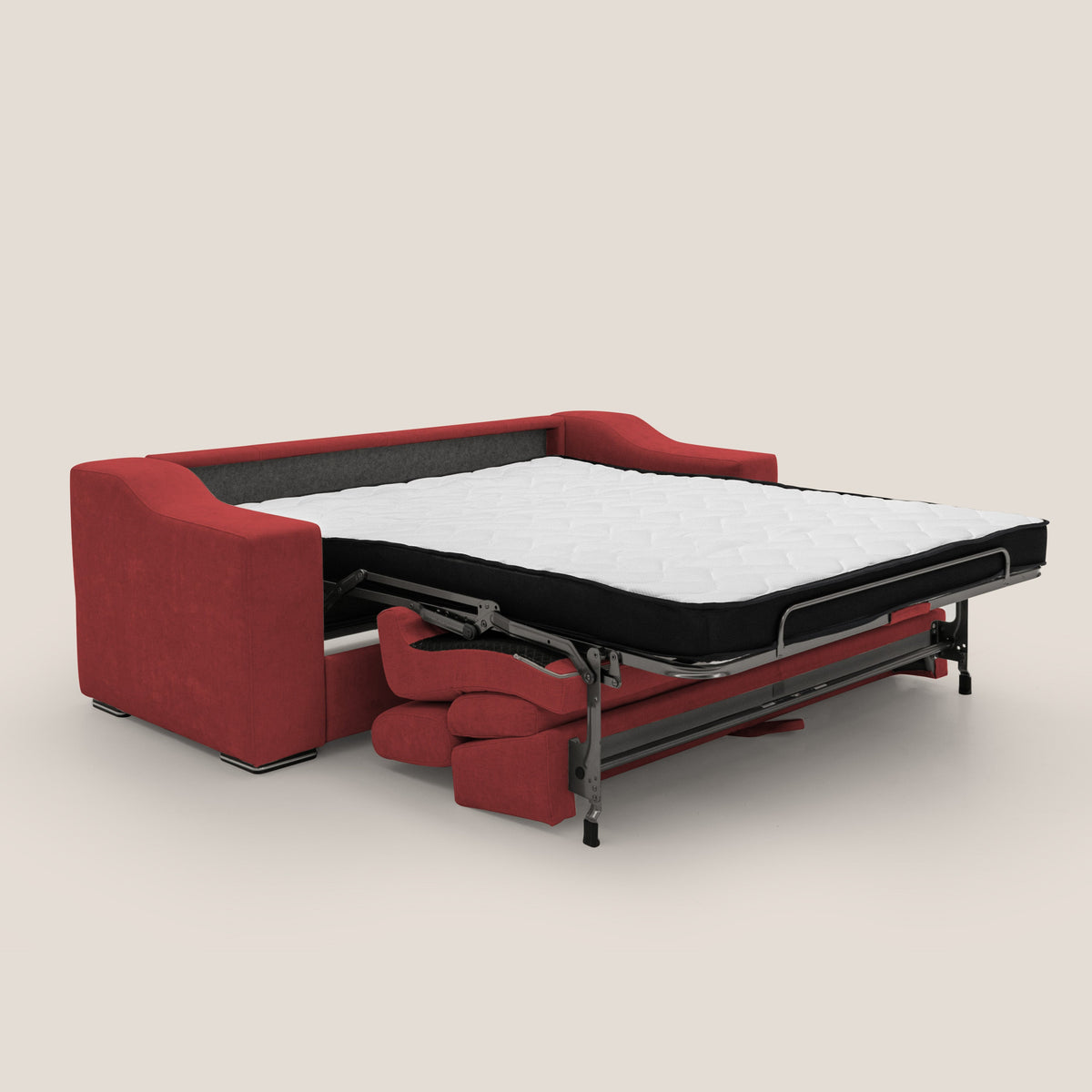 Bomber divano letto matrimoniale con poggiatesta in tessuto impermeabile T14 rosso - divitt.sbs