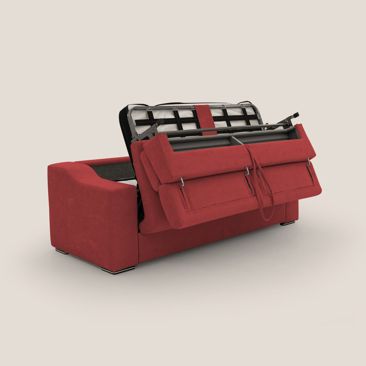 Bomber divano letto matrimoniale con poggiatesta in tessuto impermeabile T14 rosso - divitt.sbs