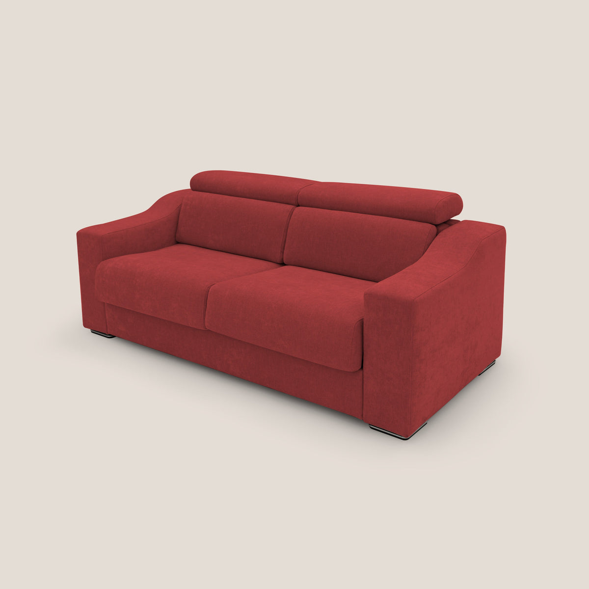 Bomber divano letto matrimoniale con poggiatesta in tessuto impermeabile T14 rosso - divitt.sbs