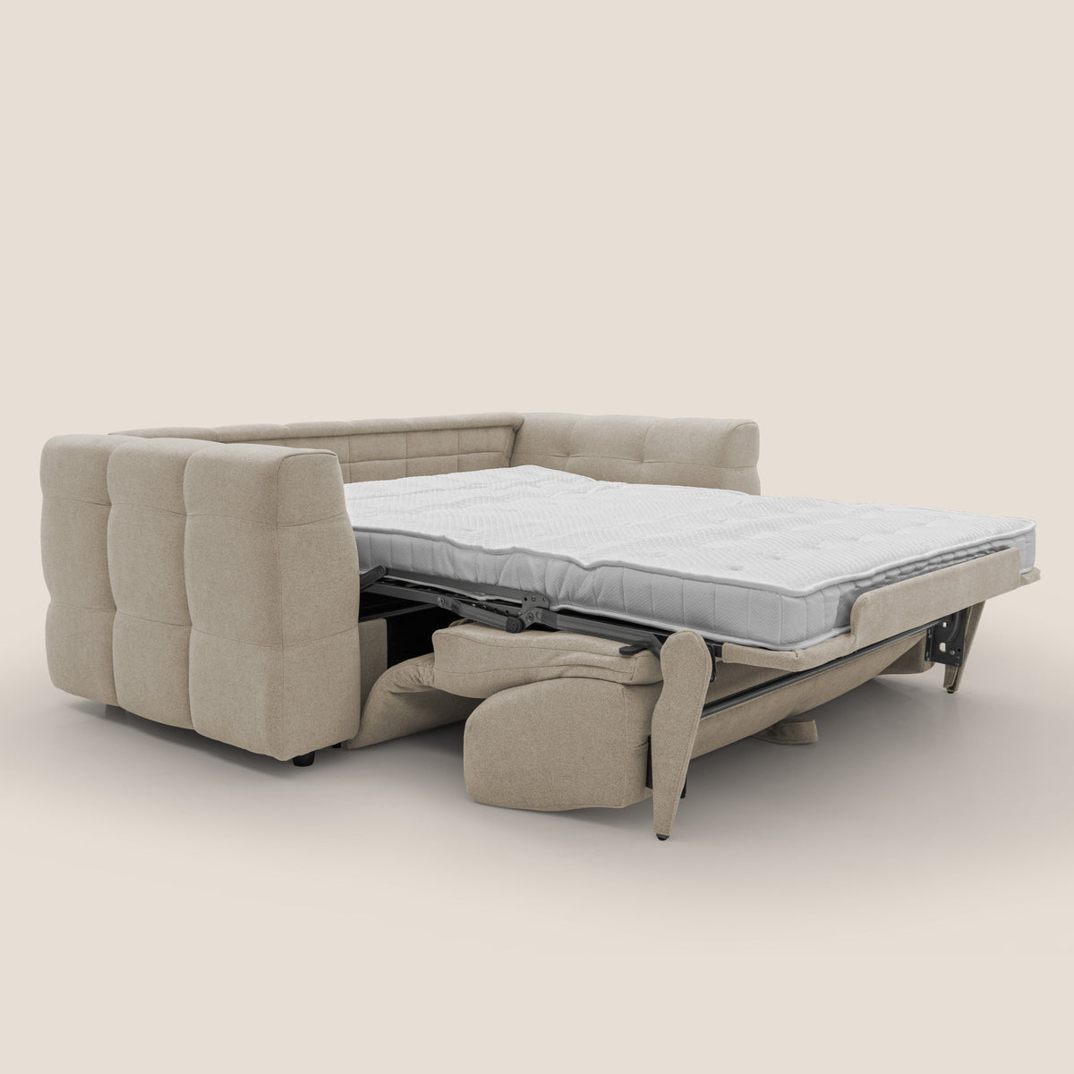 Tender Divano letto matrimoniale dal design innovativo in tessuto bouclet impermeabile T07 beige - divitt.sbs